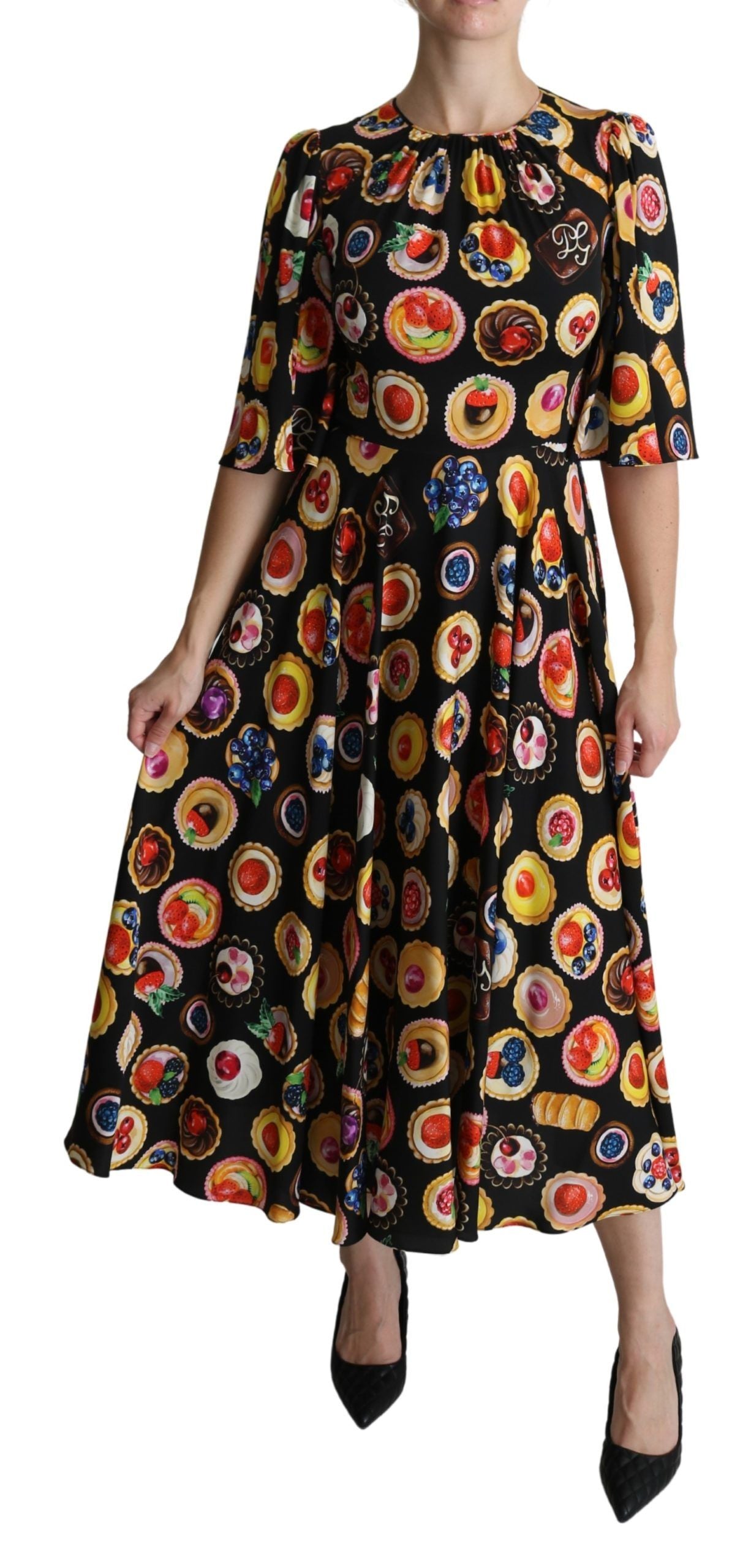 Dolce &amp; Gabbana Chic Πολύχρωμα Επιδόρπια Maxi Print Φόρεμα