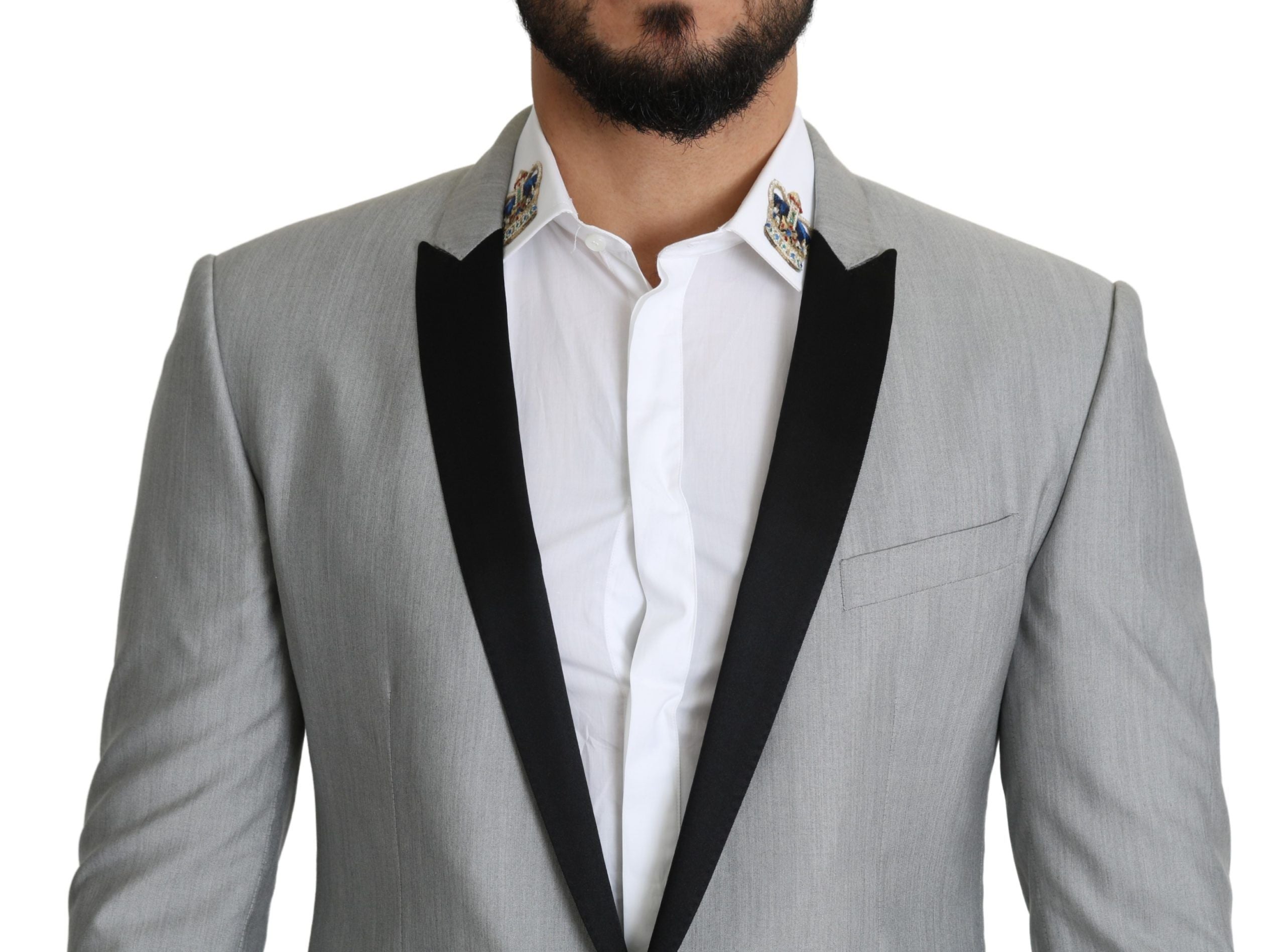 Dolce &amp; Gabbana Elegant Silk Blend Light Grey Blazer