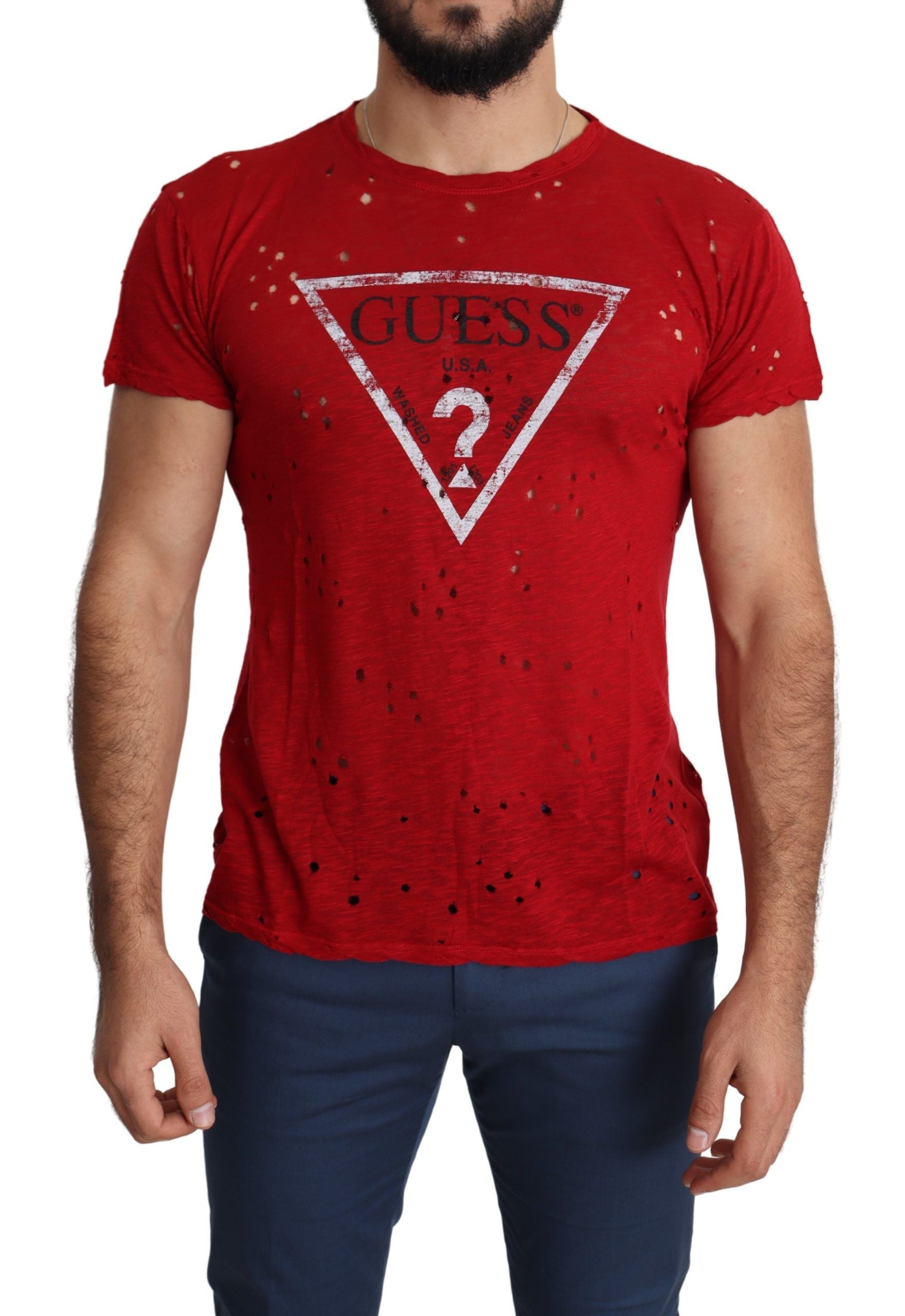 Guess Radiant Red Cotton Stretch T-shirt