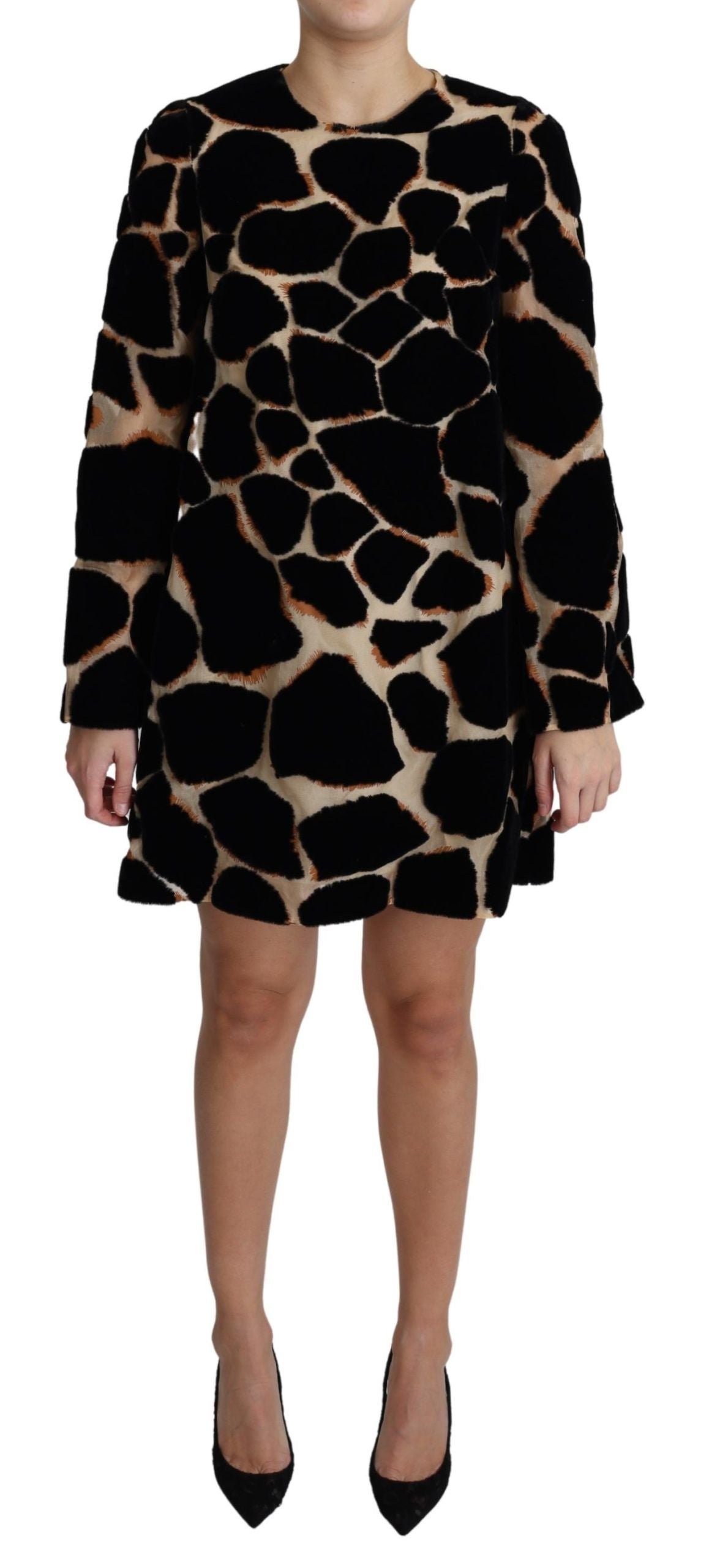 Dolce &amp; Gabbana Chic Giraffe Print Shift Mini φόρεμα