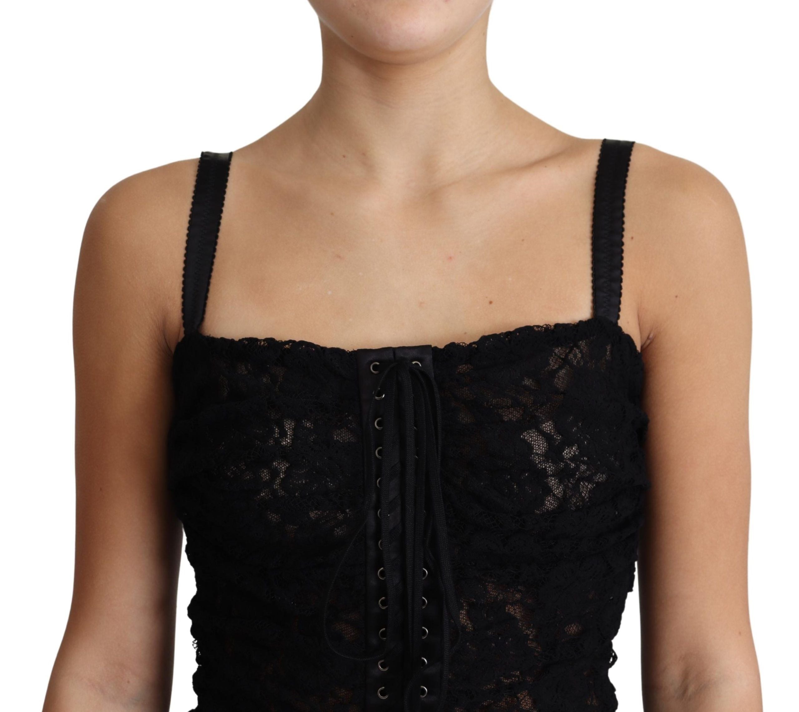 Κομψό Μίνι φόρεμα με μαύρη δαντέλα Bustier Dolce &amp; Gabbana