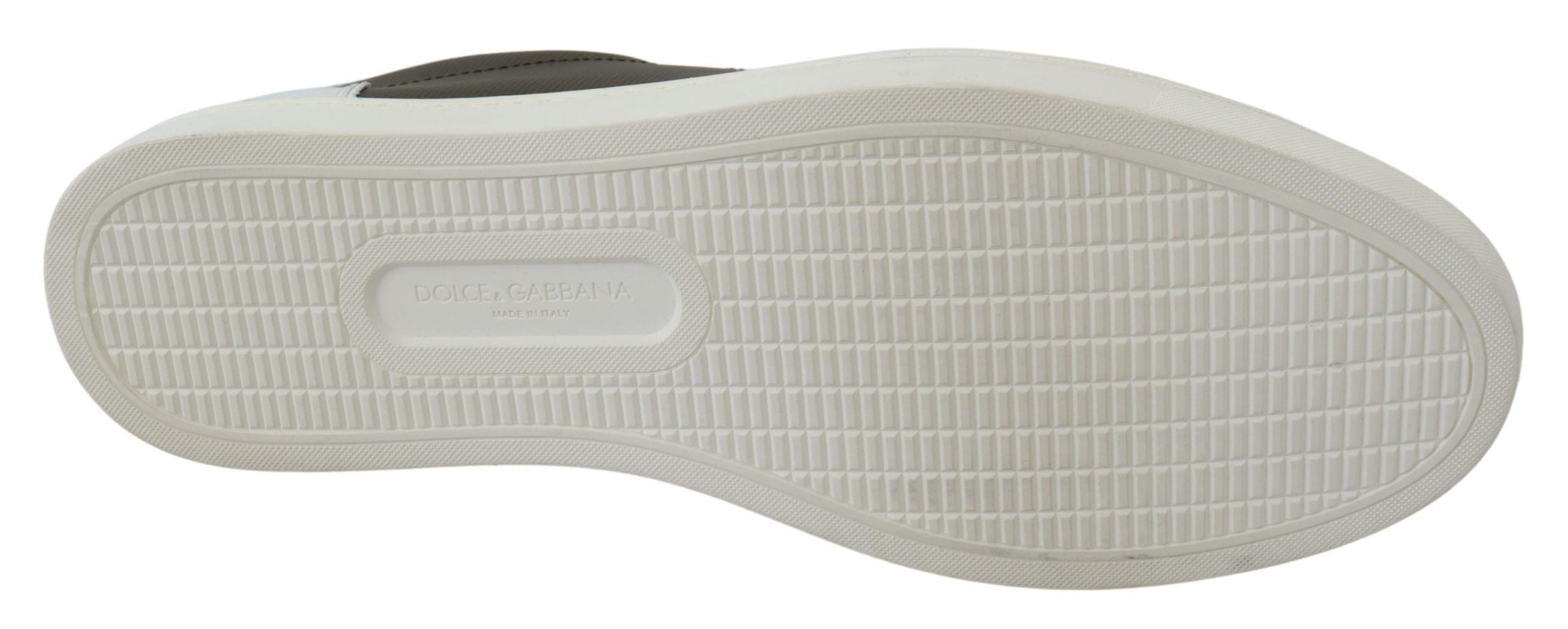 Dolce &amp; Gabbana Sleek White Leather Low Top Sneakers