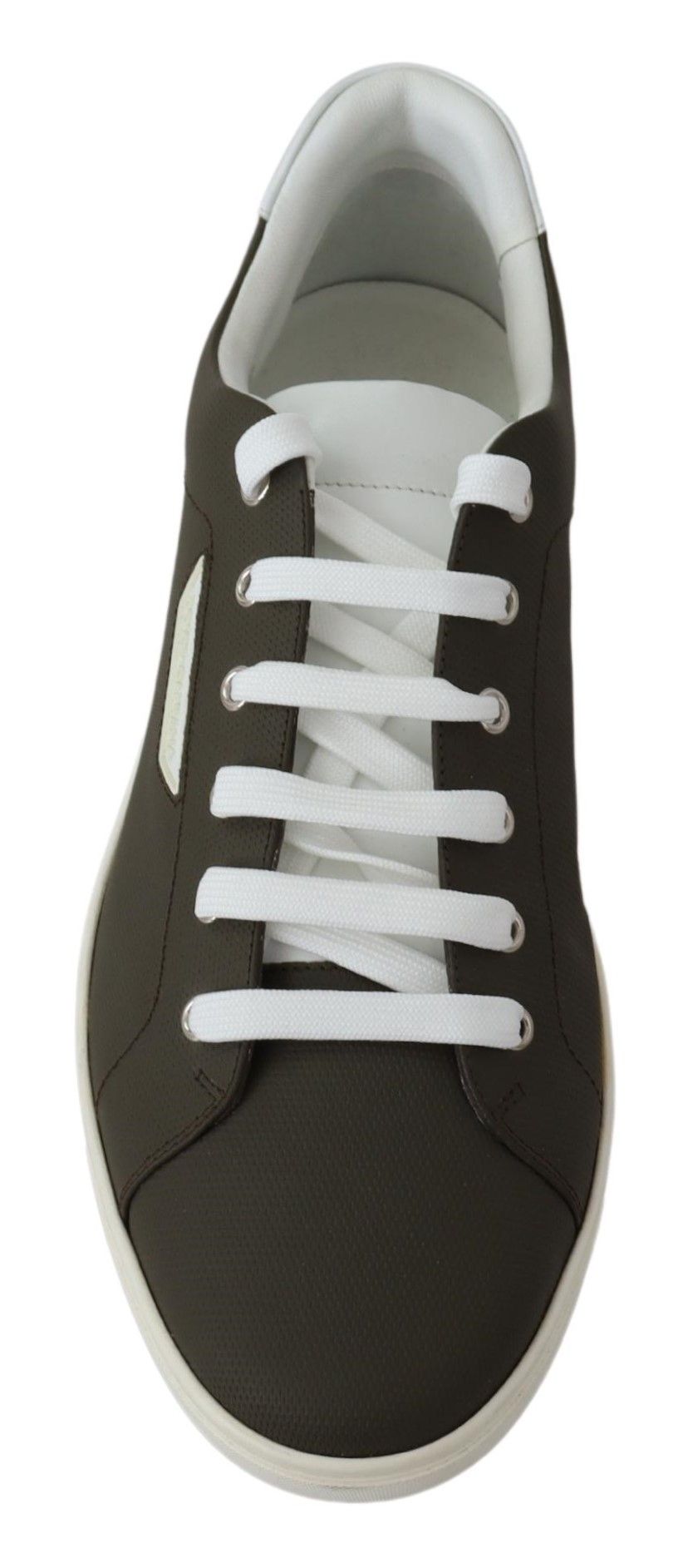 Dolce &amp; Gabbana Sleek White Leather Low Top Sneakers