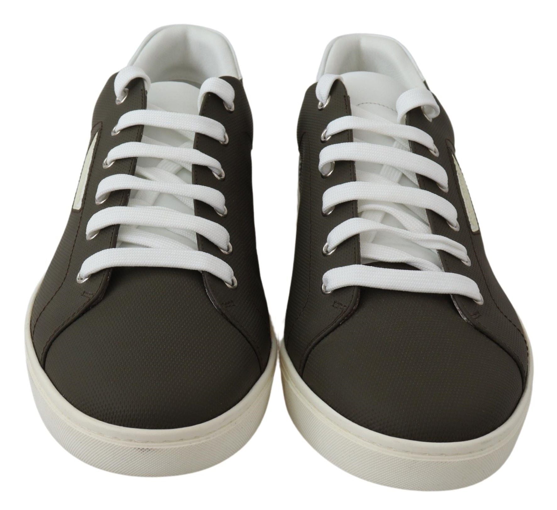 Dolce &amp; Gabbana Sleek White Leather Low Top Sneakers