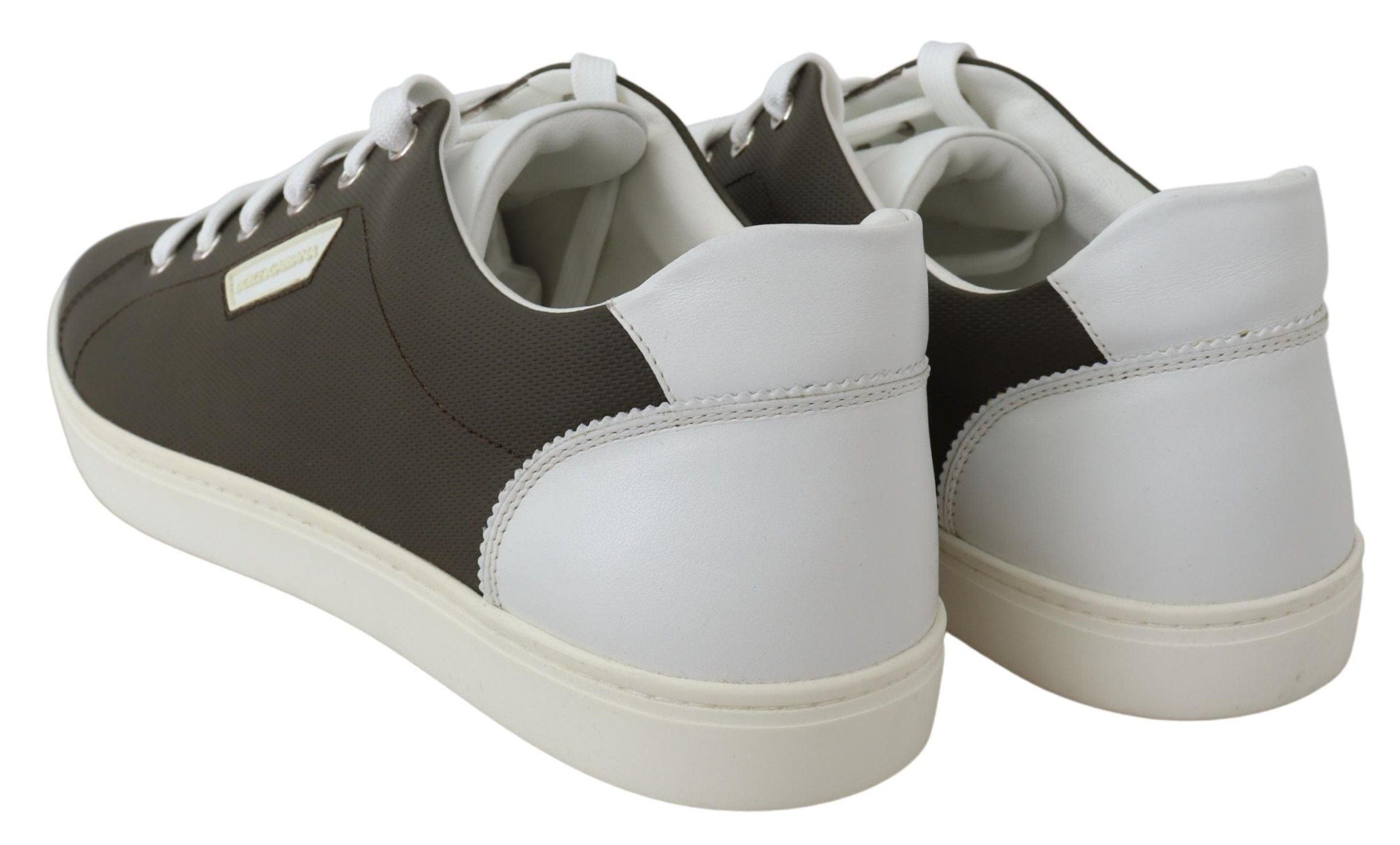 Dolce & Gabbana Sleek White Leather Low Top Sneakers