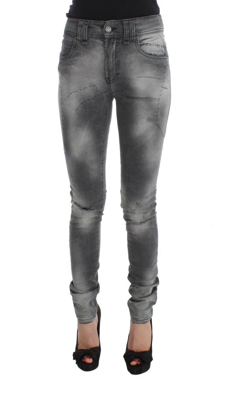 John Galliano Chic Grey Slim Fit Designer Jeans