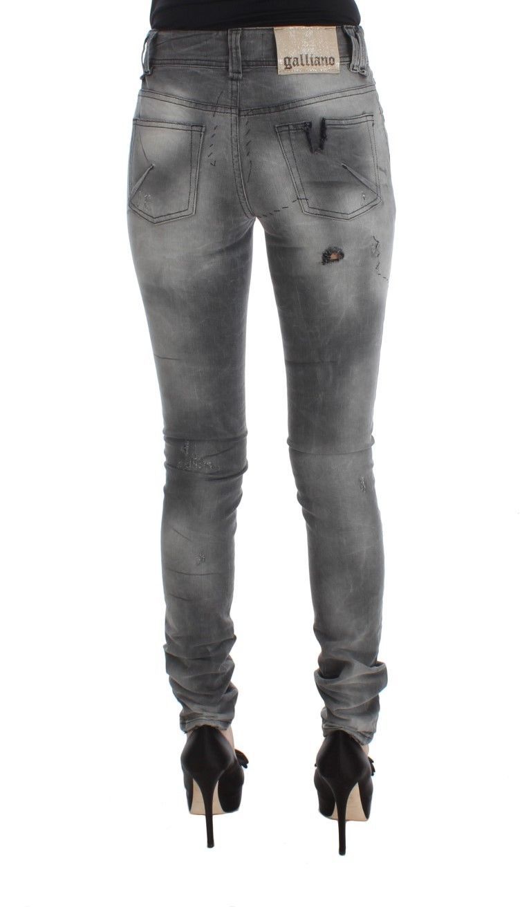 John Galliano Chic Grey Slim Fit Designer Jeans