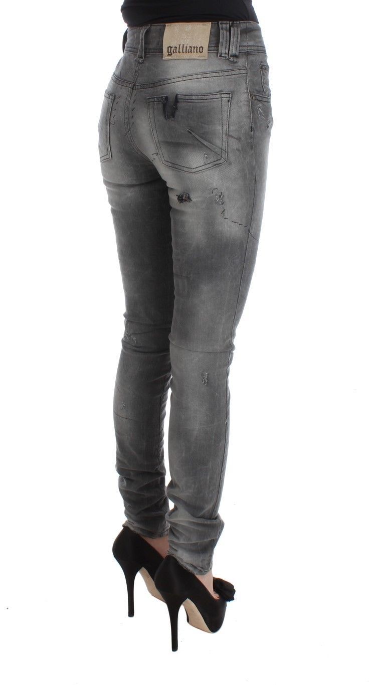 John Galliano Chic Grey Slim Fit Designer Jeans