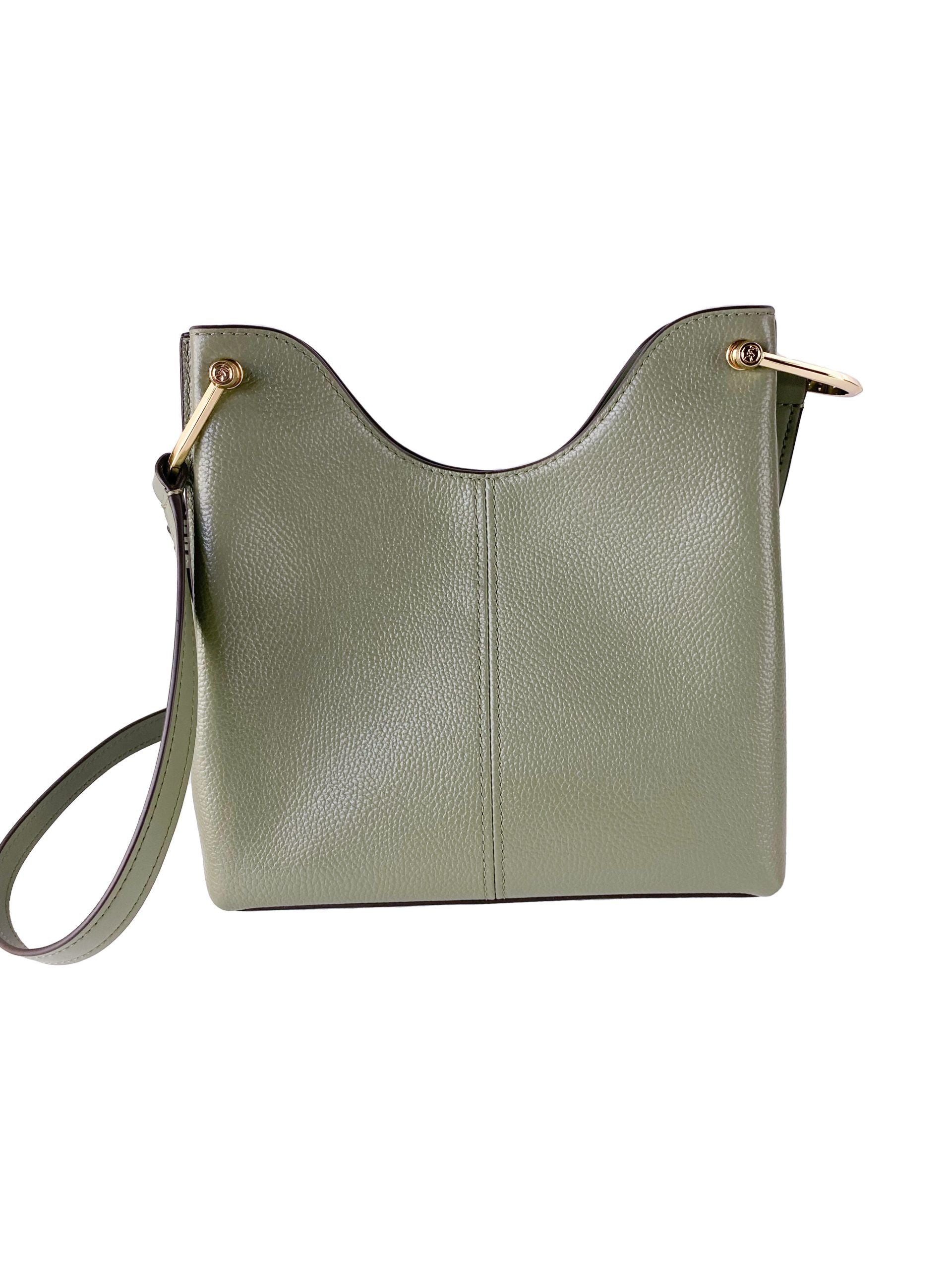 Michael Kors Joan Large διάτρητη δερμάτινη σουέντ τσάντα Slouchy Messenger (Army Green)