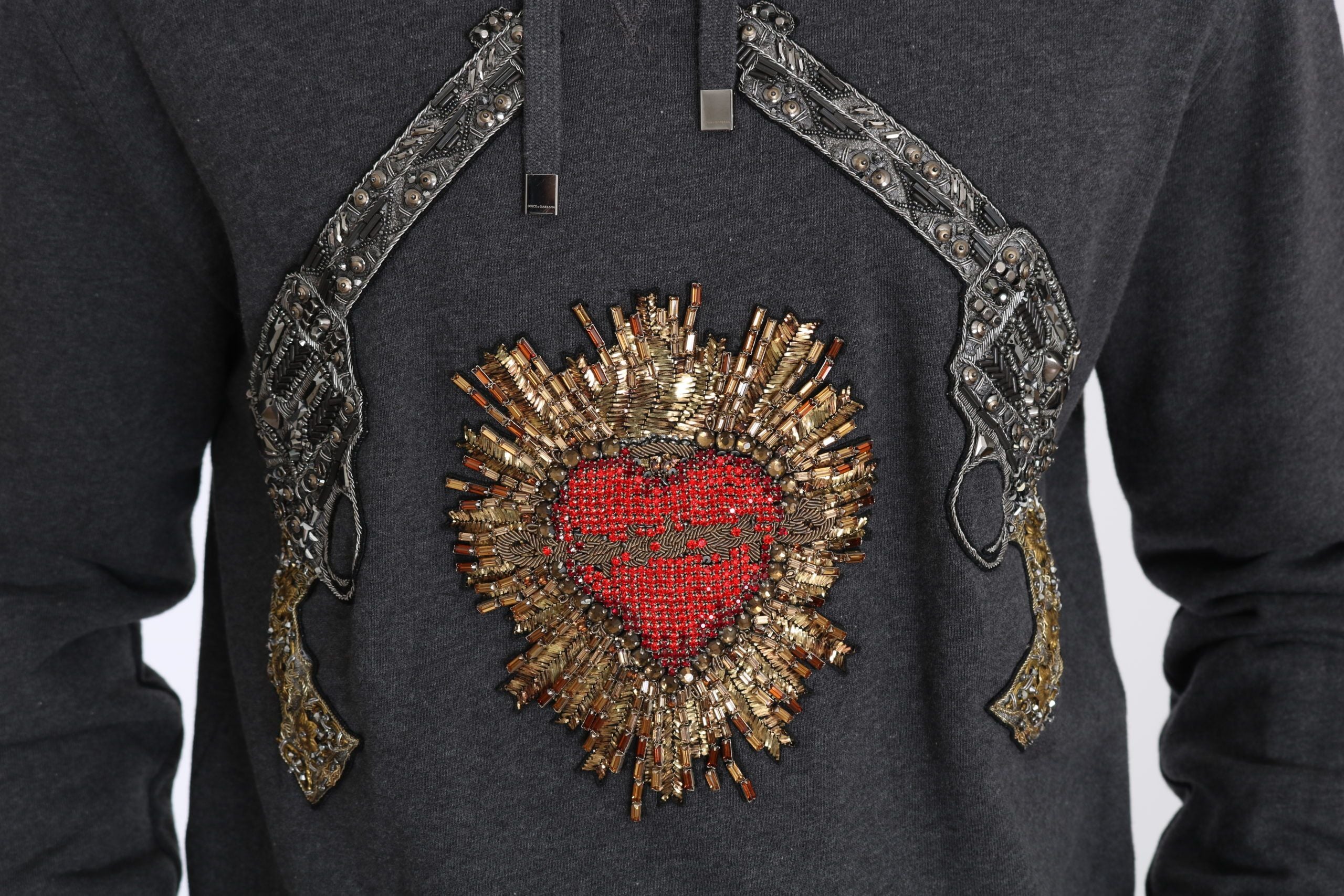 Πουλόβερ Dolce &amp; Gabbana Grey Crystal Heart Gun Motif