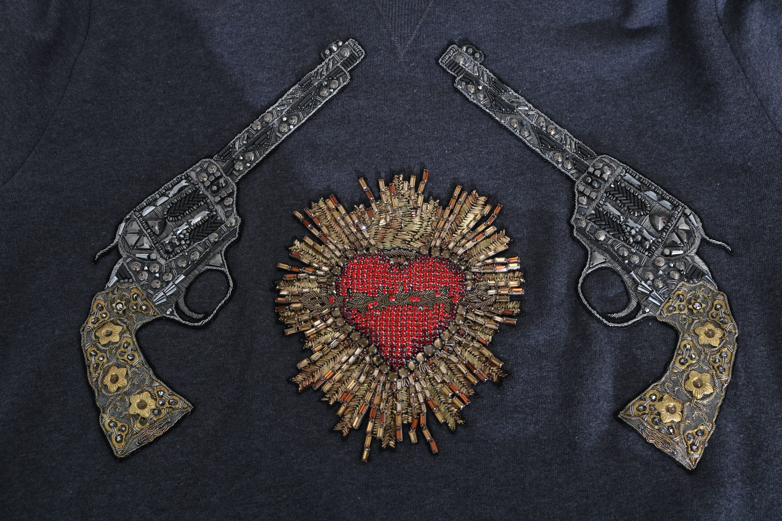 Πουλόβερ Dolce &amp; Gabbana Grey Crystal Heart Gun Motif