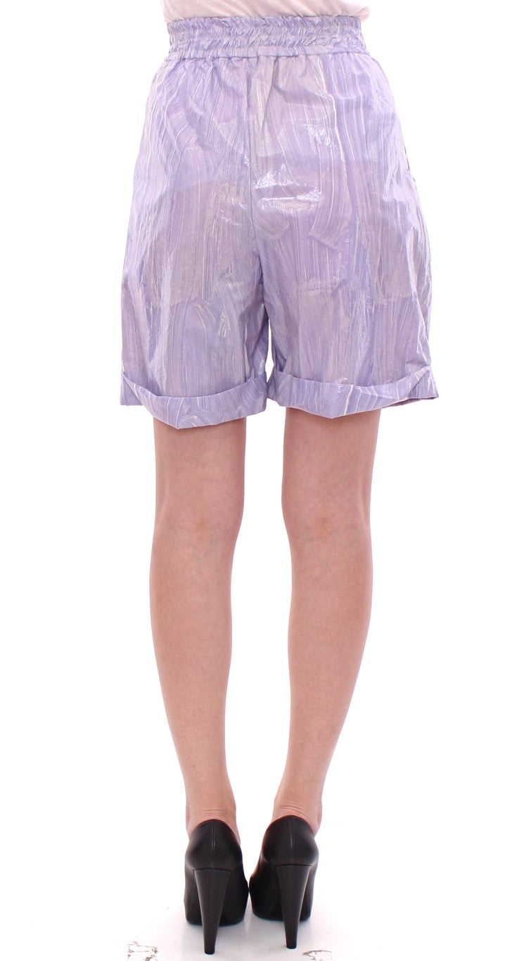 Licia Florio Elegant Purple Viscose Shorts - Κλείσιμο με φερμουάρ στο πλάι