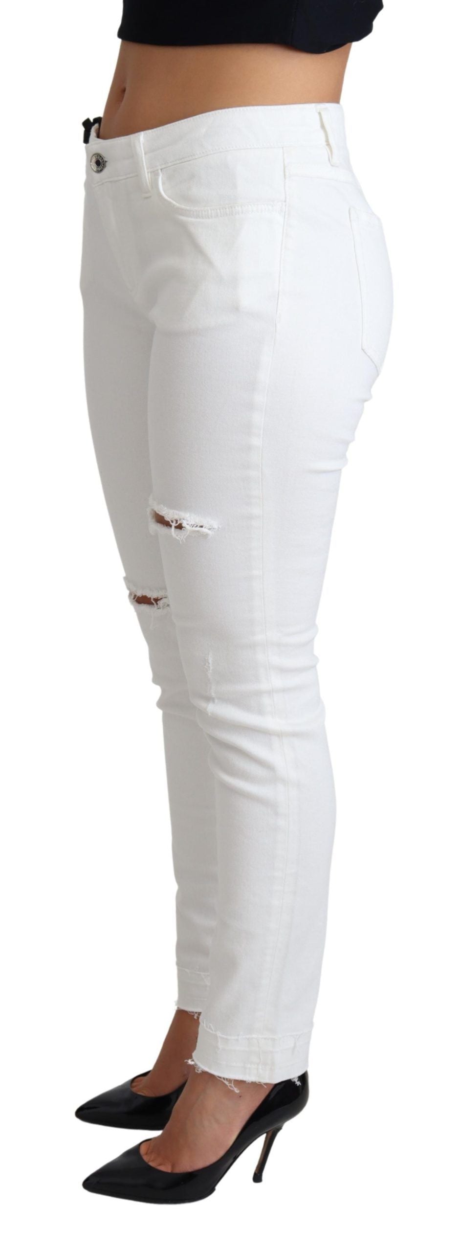 Σχεδιαστικά τζιν Dolce &amp; Gabbana Chic White Mid Waist