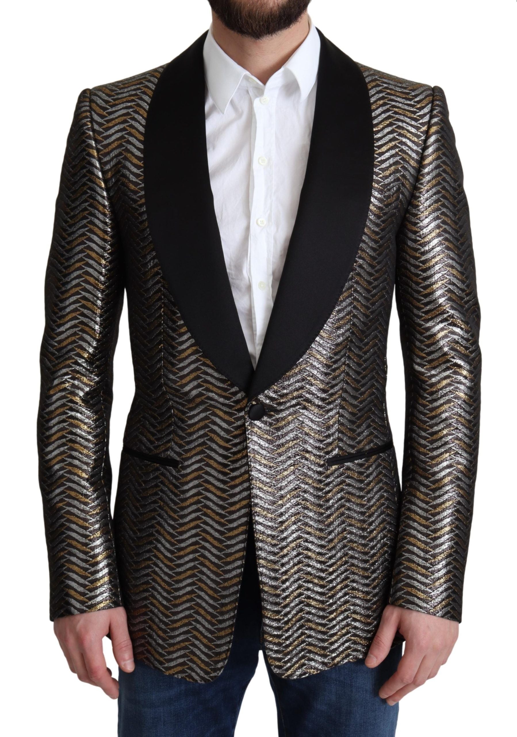 Κομψό μεταλλικό Jacquard Slim Blazer Jacket Dolce &amp; Gabbana