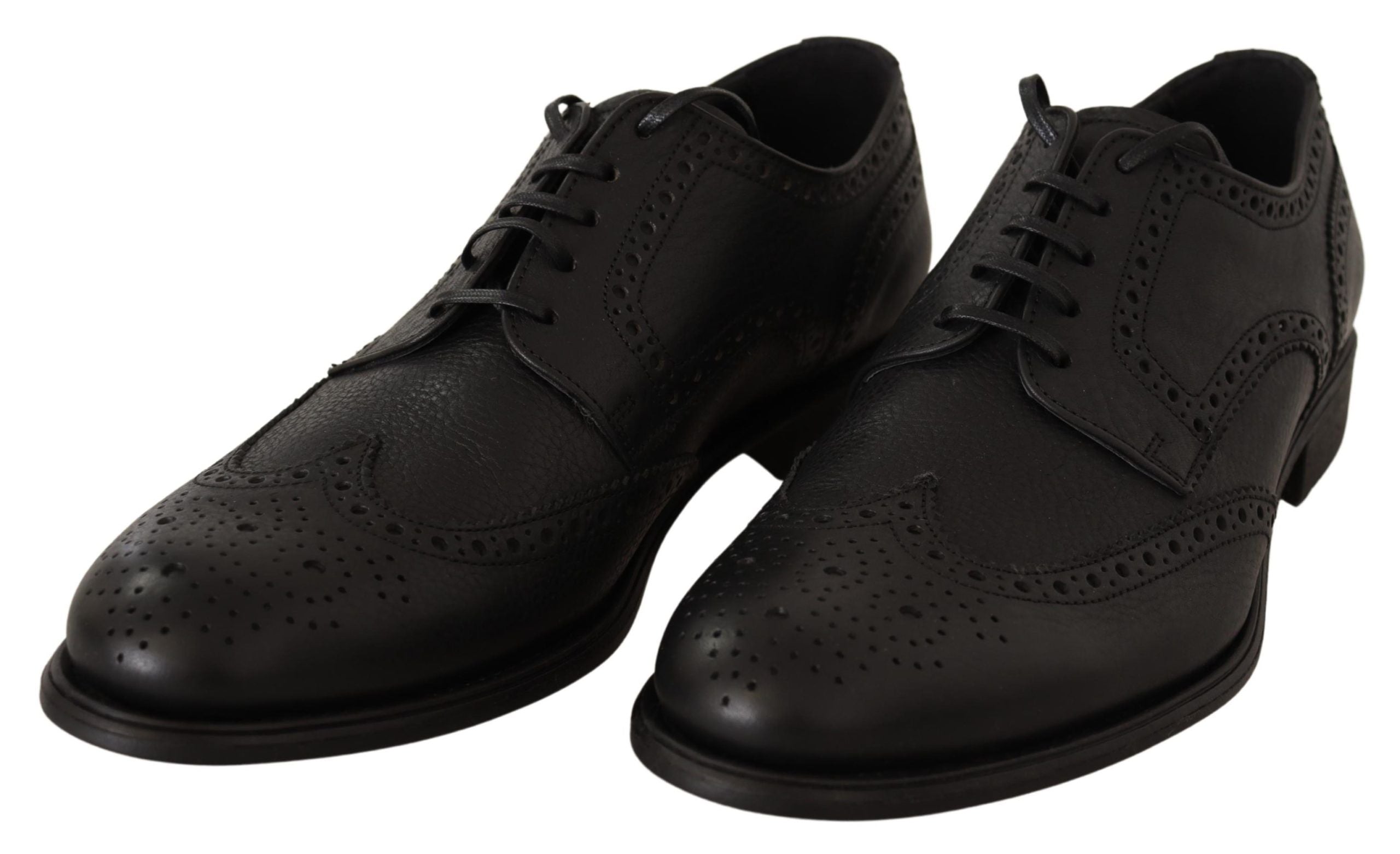 Κομψά παπούτσια Dolce &amp; Gabbana, μαύρα δερμάτινα Derby Wingtip