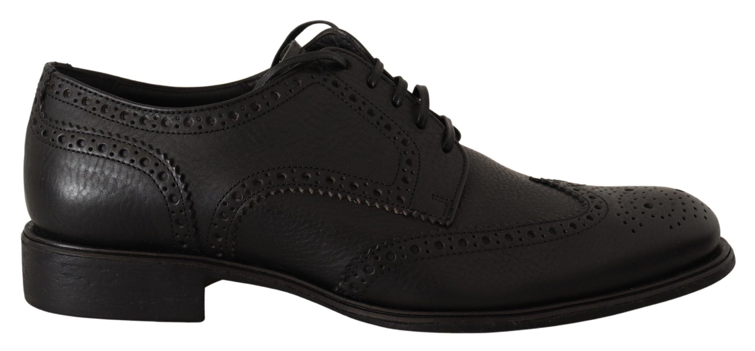 Κομψά παπούτσια Dolce &amp; Gabbana, μαύρα δερμάτινα Derby Wingtip