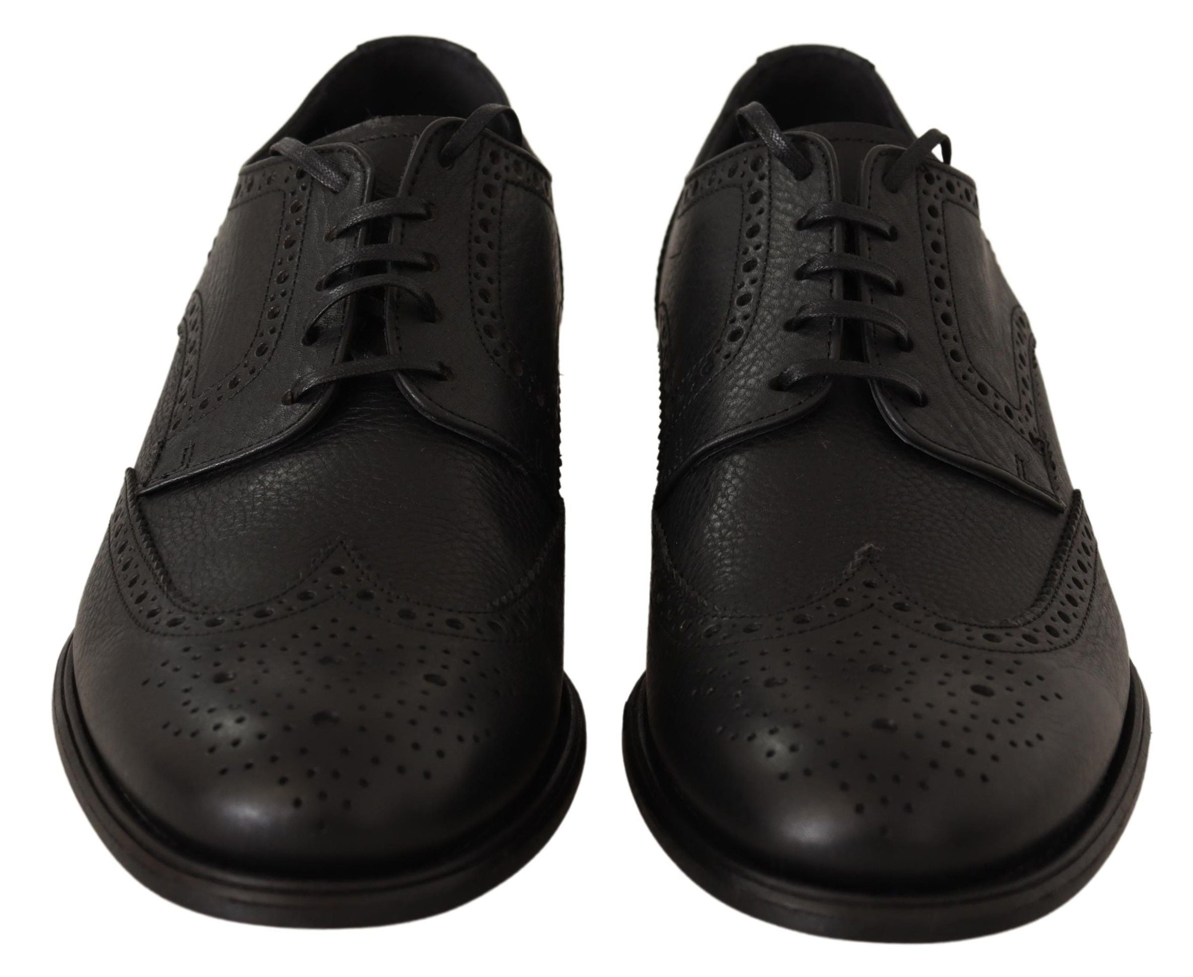 Κομψά παπούτσια Dolce &amp; Gabbana, μαύρα δερμάτινα Derby Wingtip