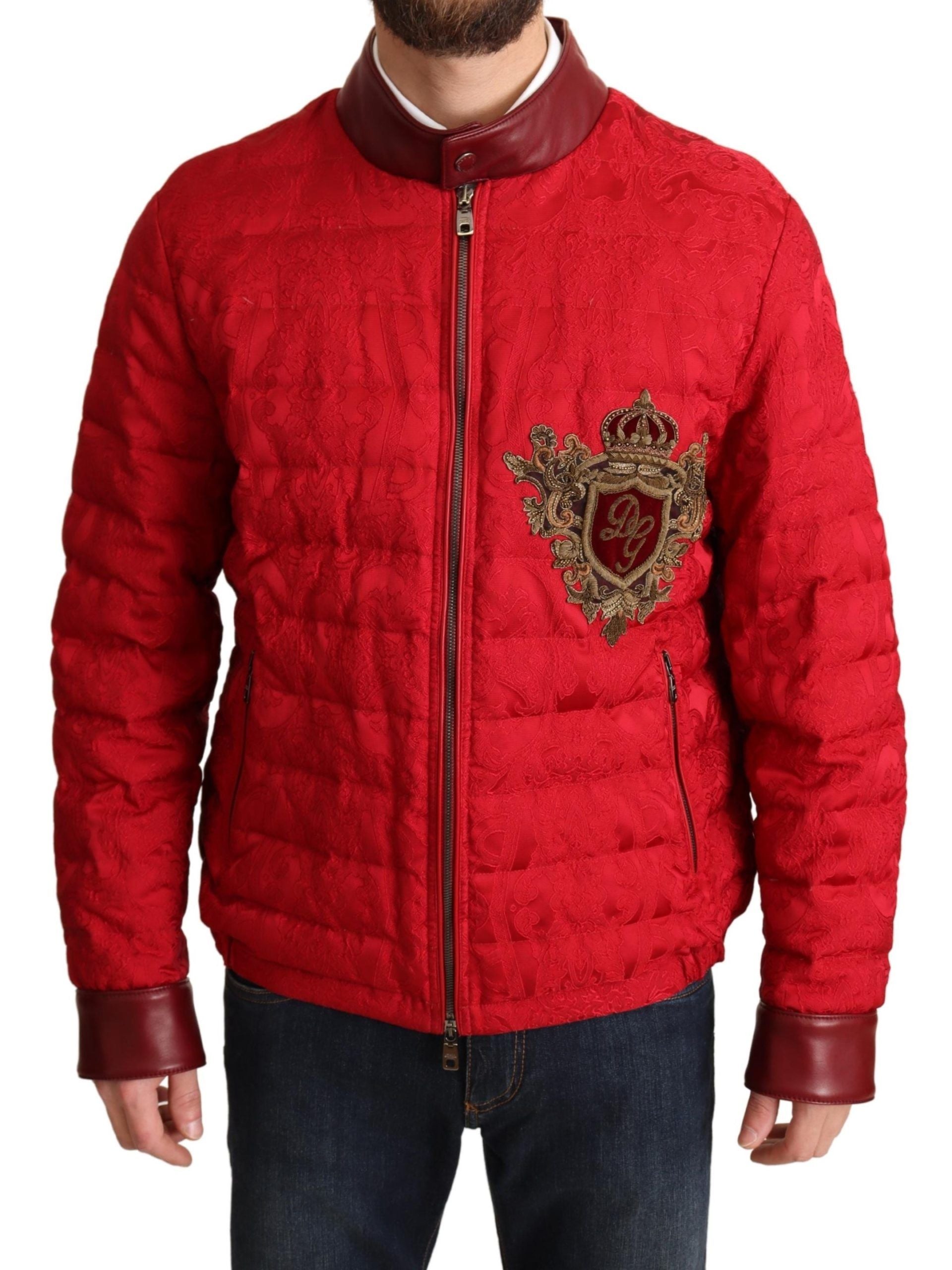 Dolce &amp; Gabbana Red and Gold Bomber Designer Jacket