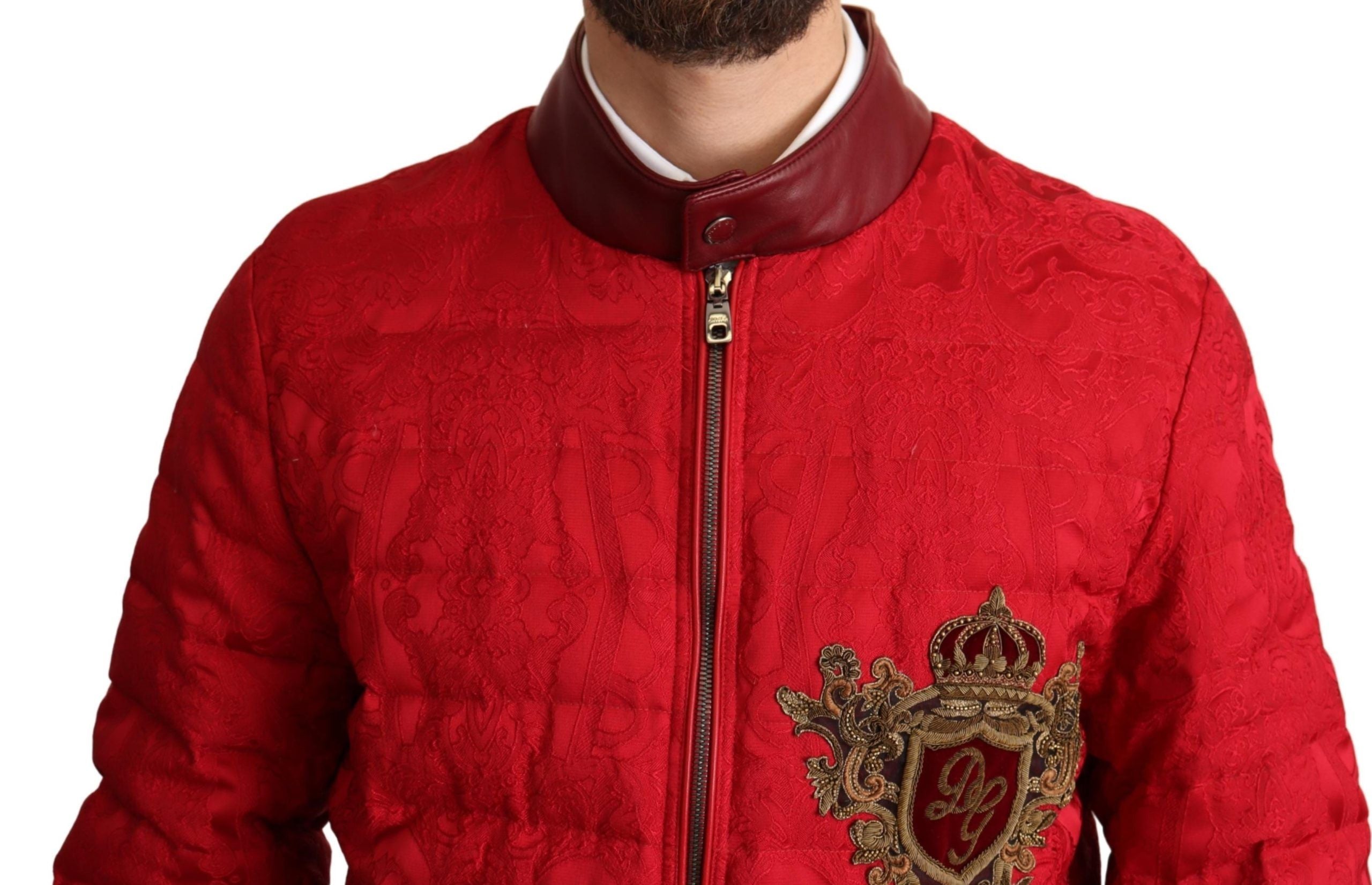 Dolce &amp; Gabbana Red and Gold Bomber Designer Jacket