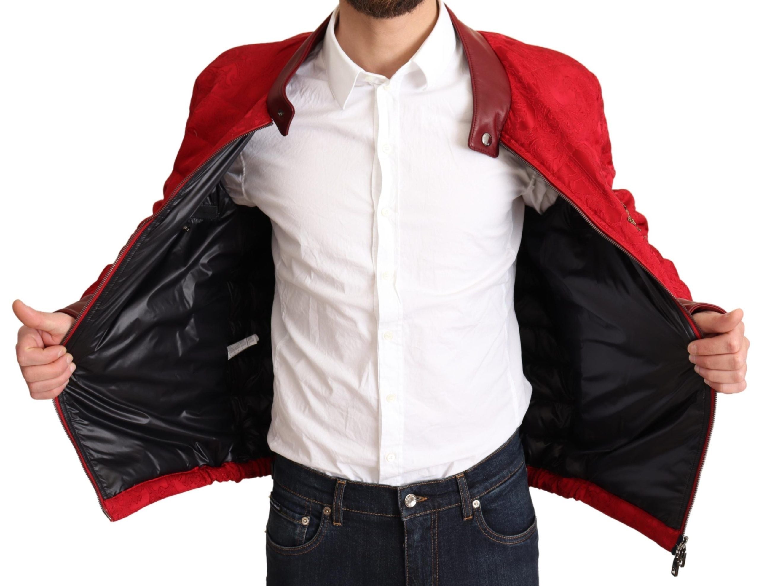 Dolce &amp; Gabbana Red and Gold Bomber Designer Jacket