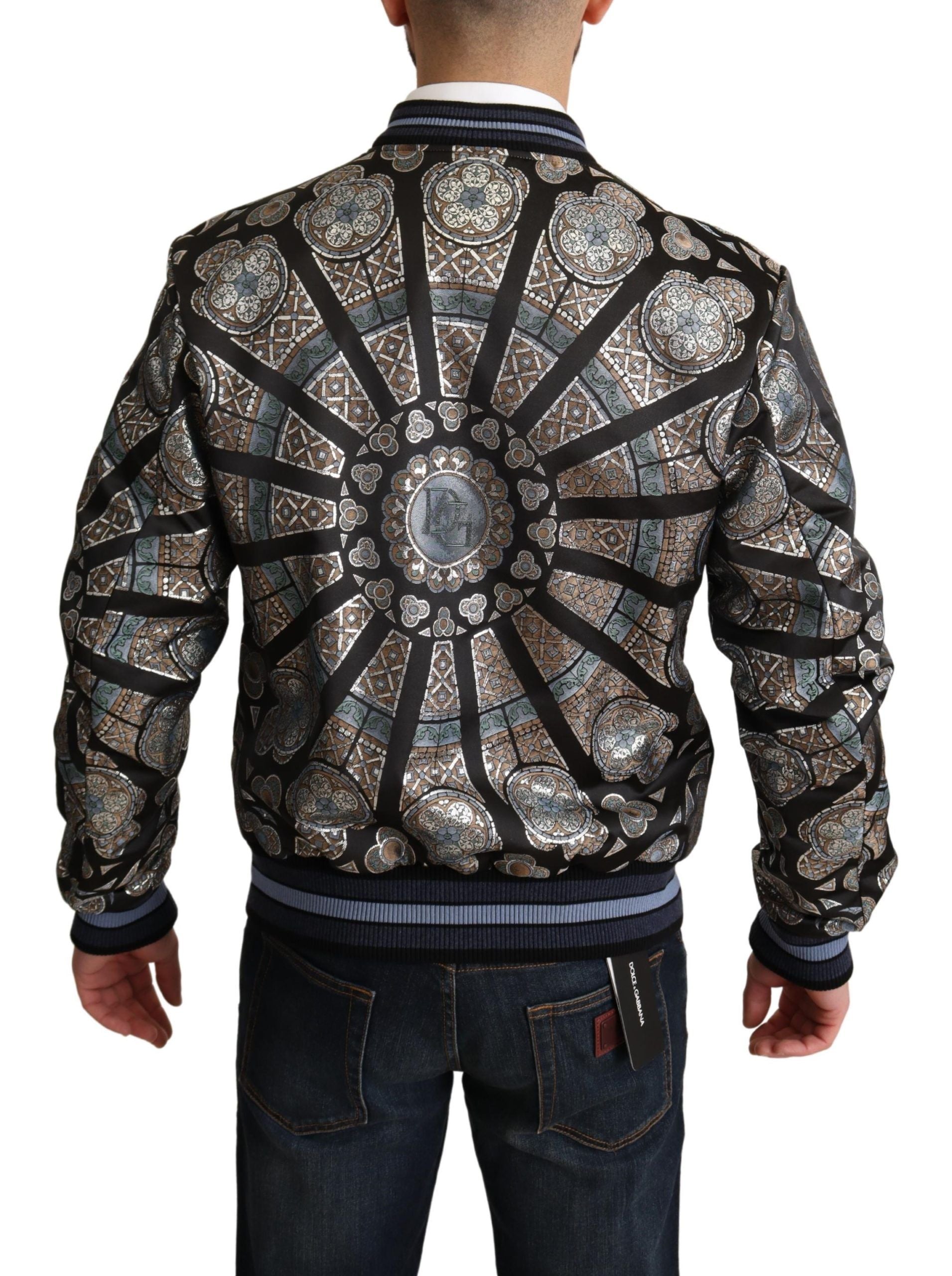 Κομψό Jacquard Bomber Jacket Dolce &amp; Gabbana σε μπλε χρώμα