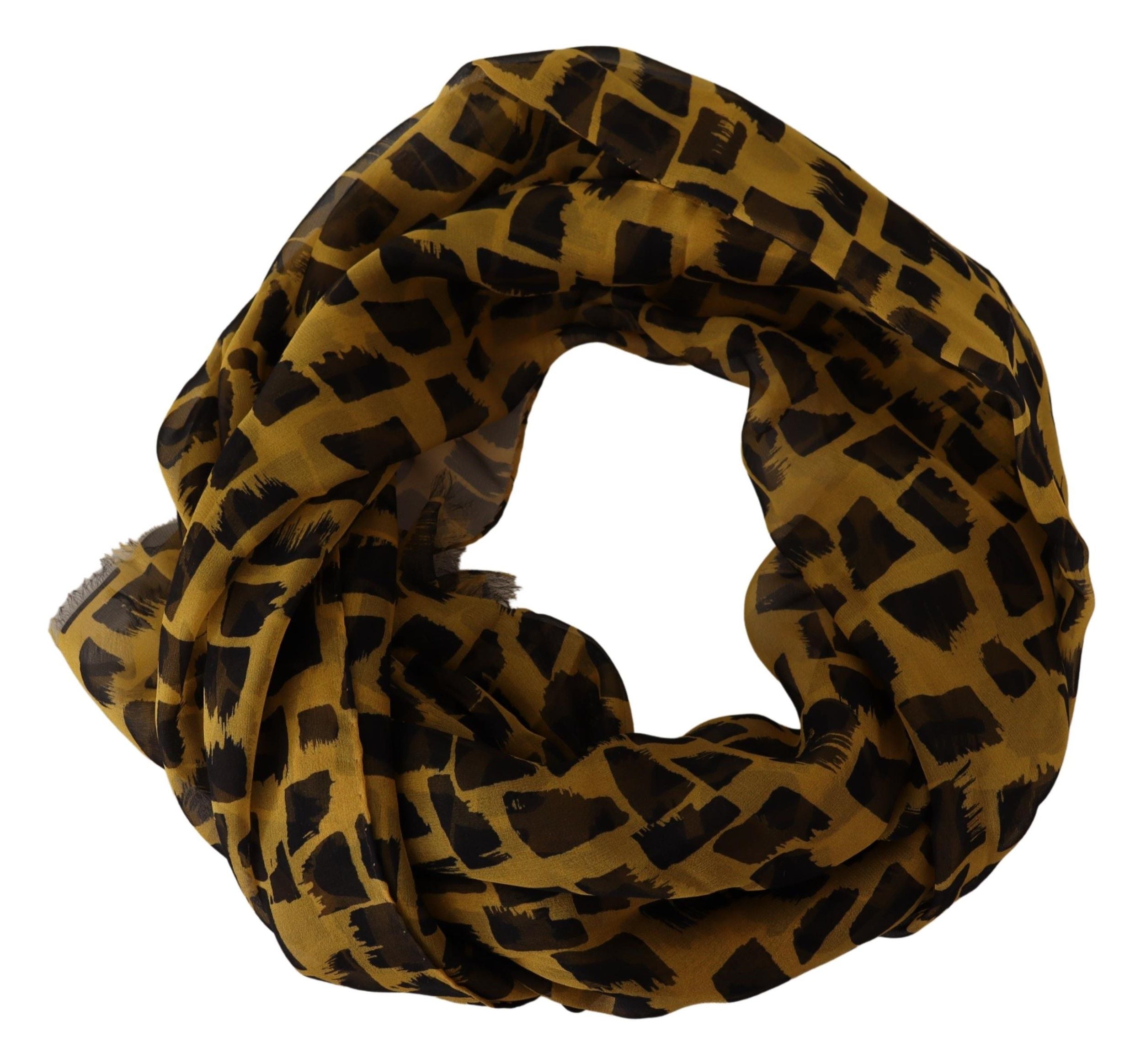 Dolce & Gabbana Elegant Silk Scarf in Yellow & Black