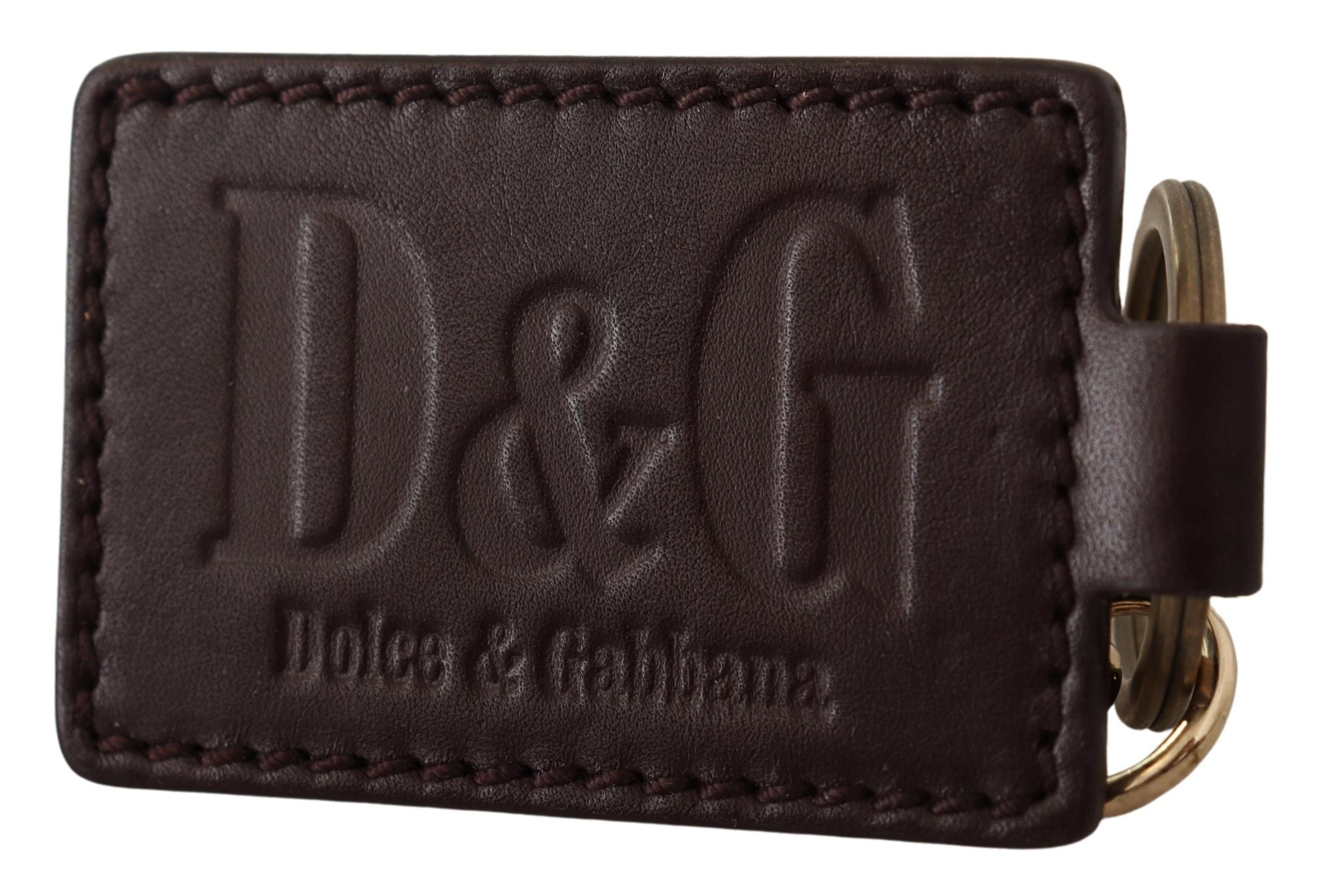 Κομψό Unisex Δερμάτινο μπρελόκ Dolce &amp; Gabbana με χρυσή λεπτομέρεια