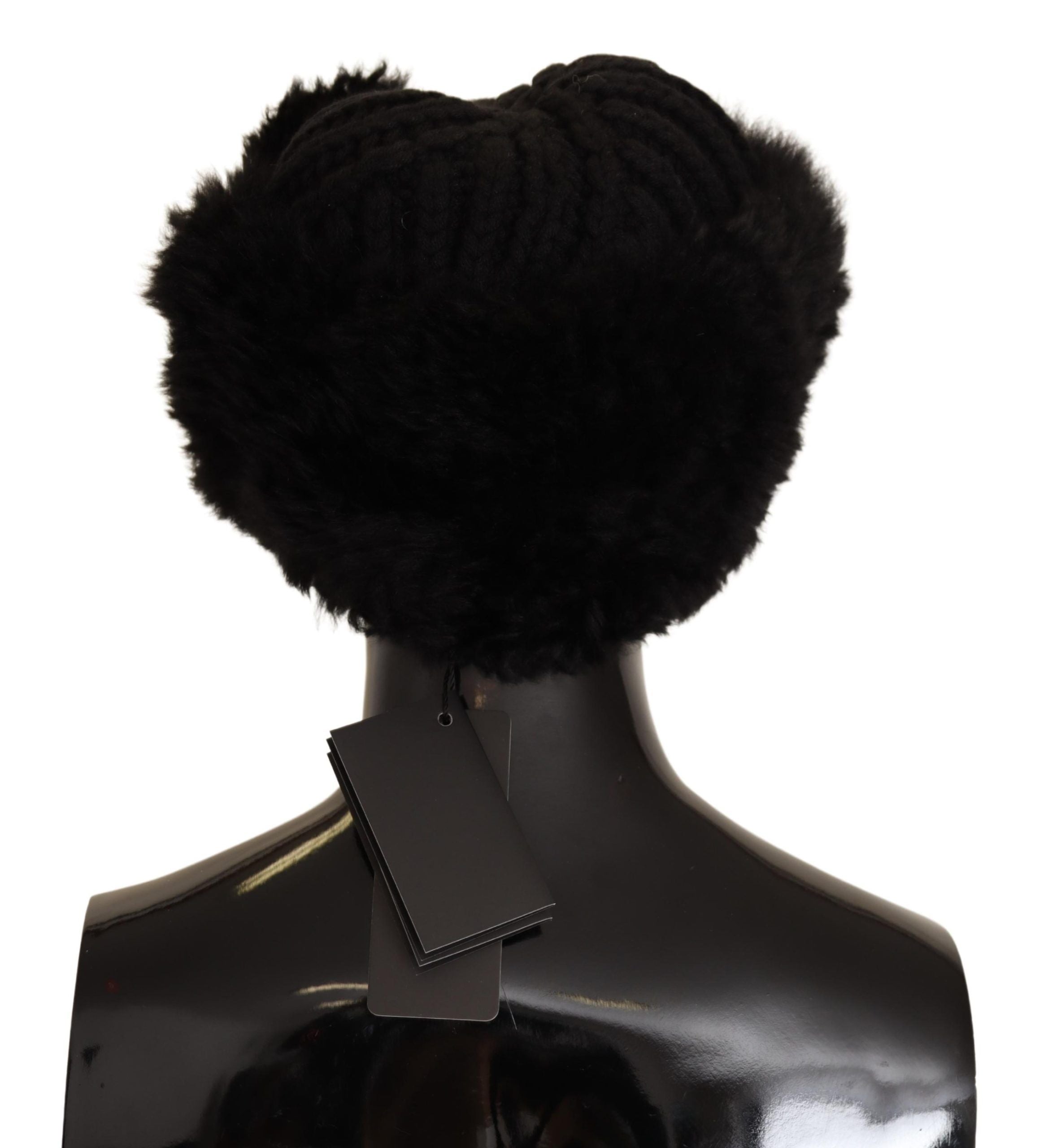 Dolce &amp; Gabbana Elegant Black Cashmere Alpaca Fur Beanie