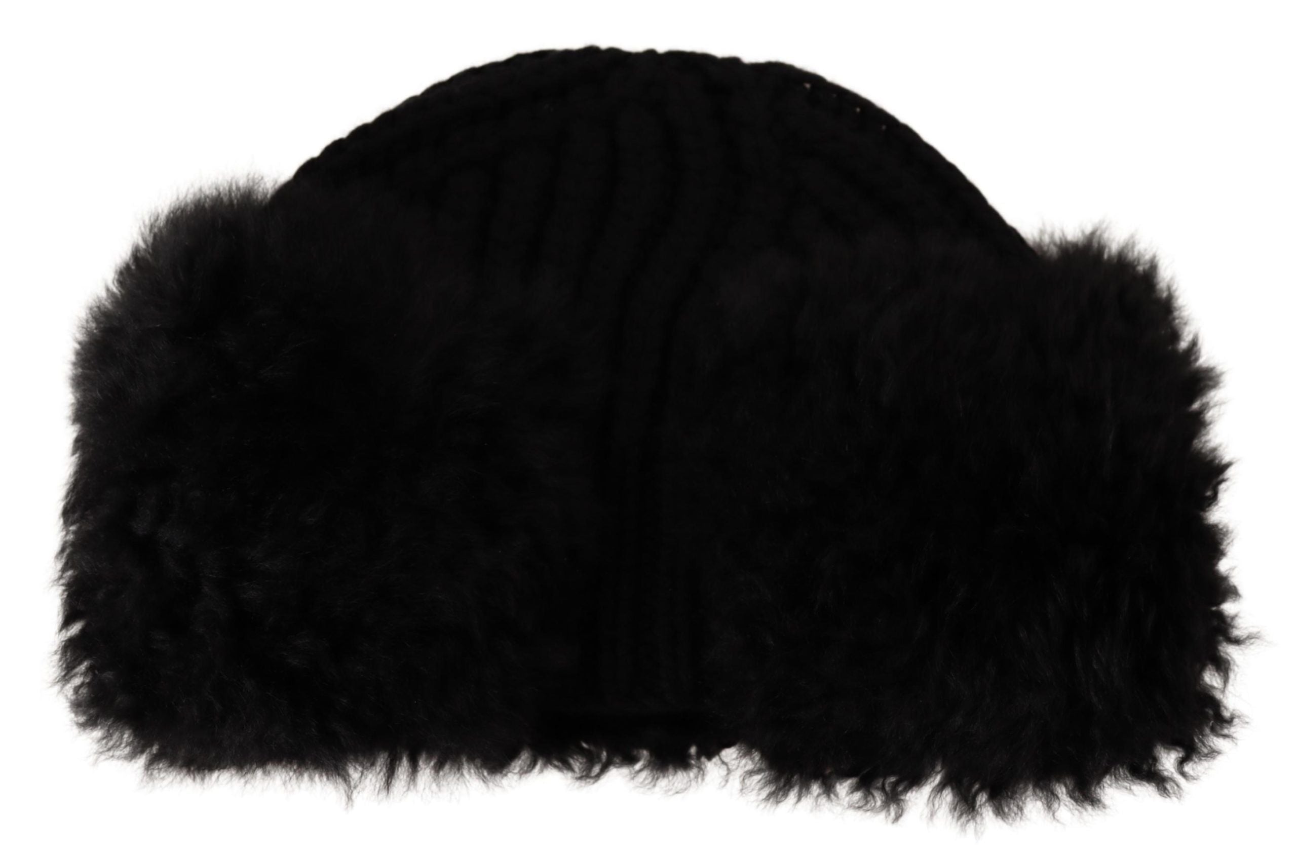 Dolce &amp; Gabbana Elegant Black Cashmere Alpaca Fur Beanie