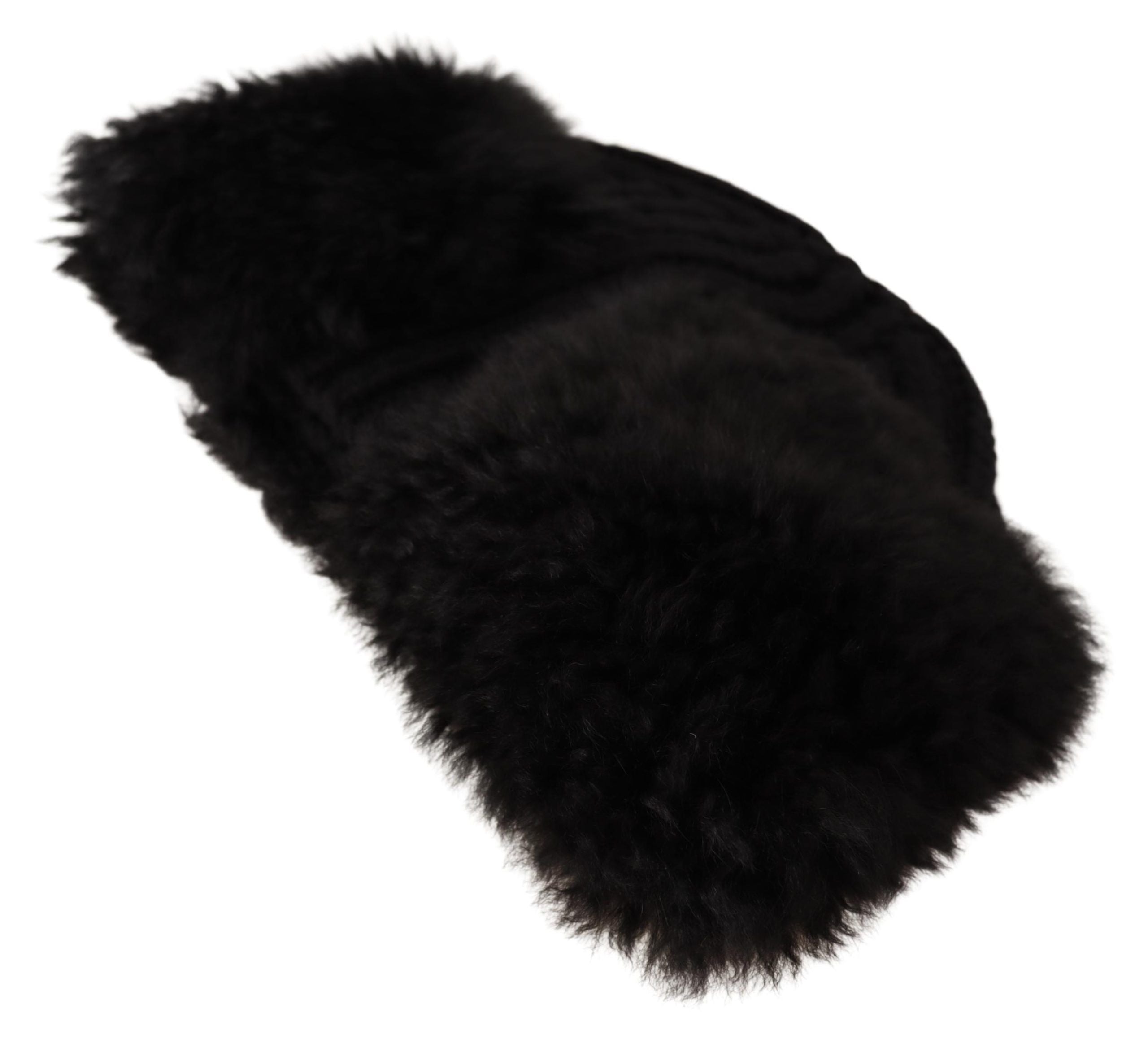 Dolce &amp; Gabbana Elegant Black Cashmere Alpaca Fur Beanie