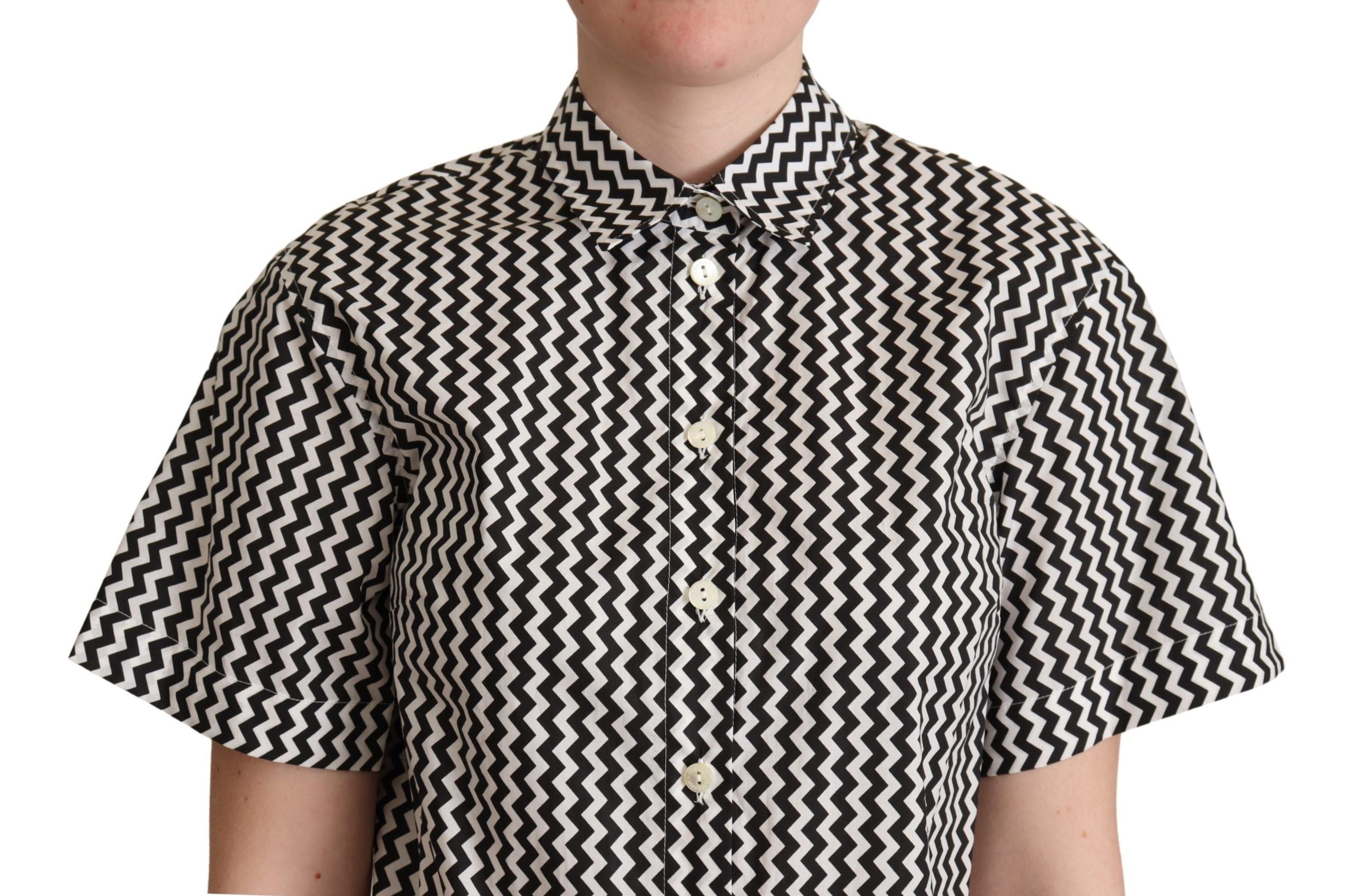 Dolce &amp; Gabbana Zigzag Elegance Cotton Polo Top