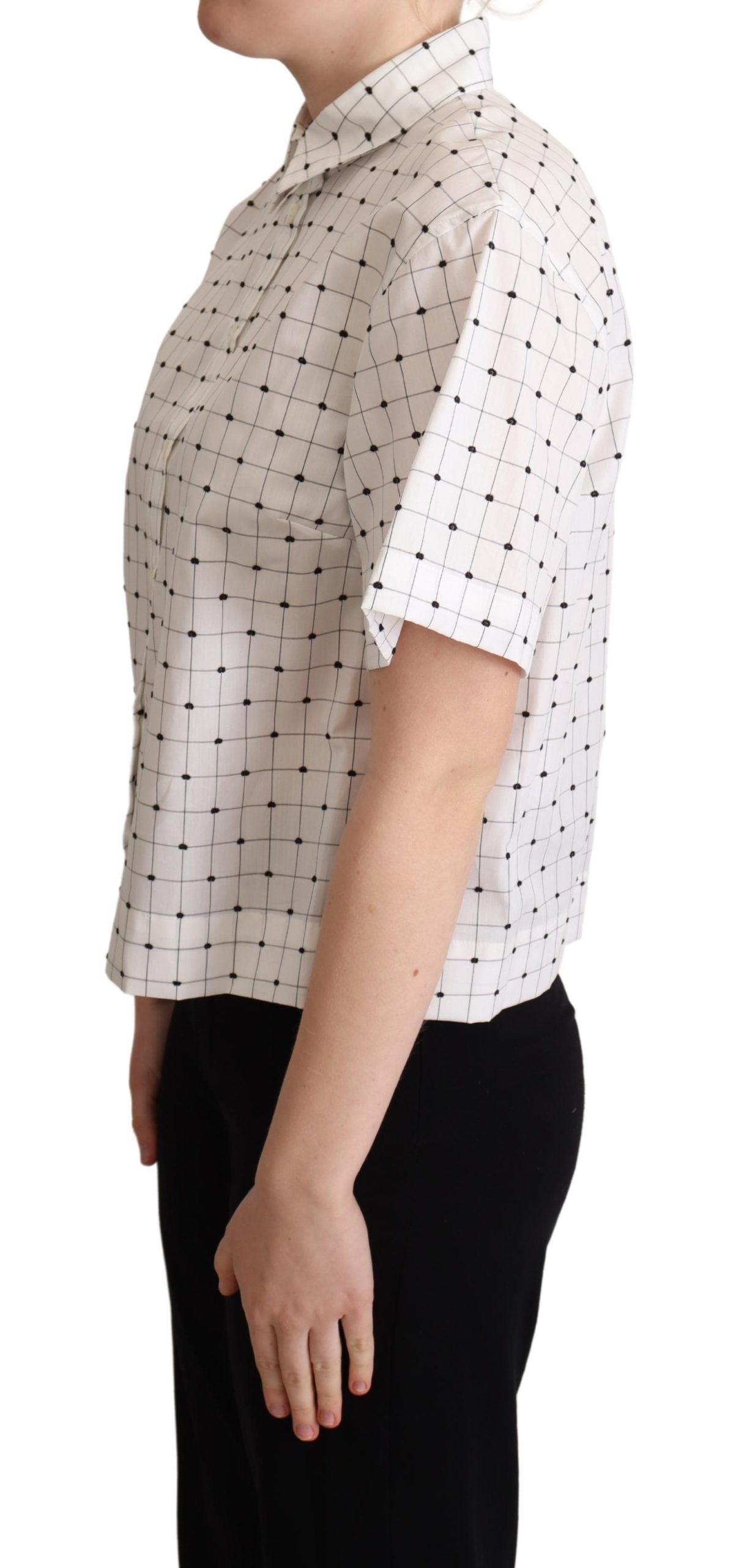 Dolce & Gabbana Chic Monochrome Polka Dot Polo Top