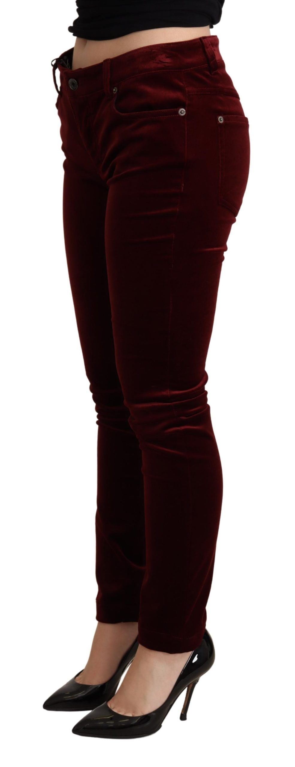 Dolce &amp; Gabbana Exquisite Bordeaux Red Skinny Παντελόνι