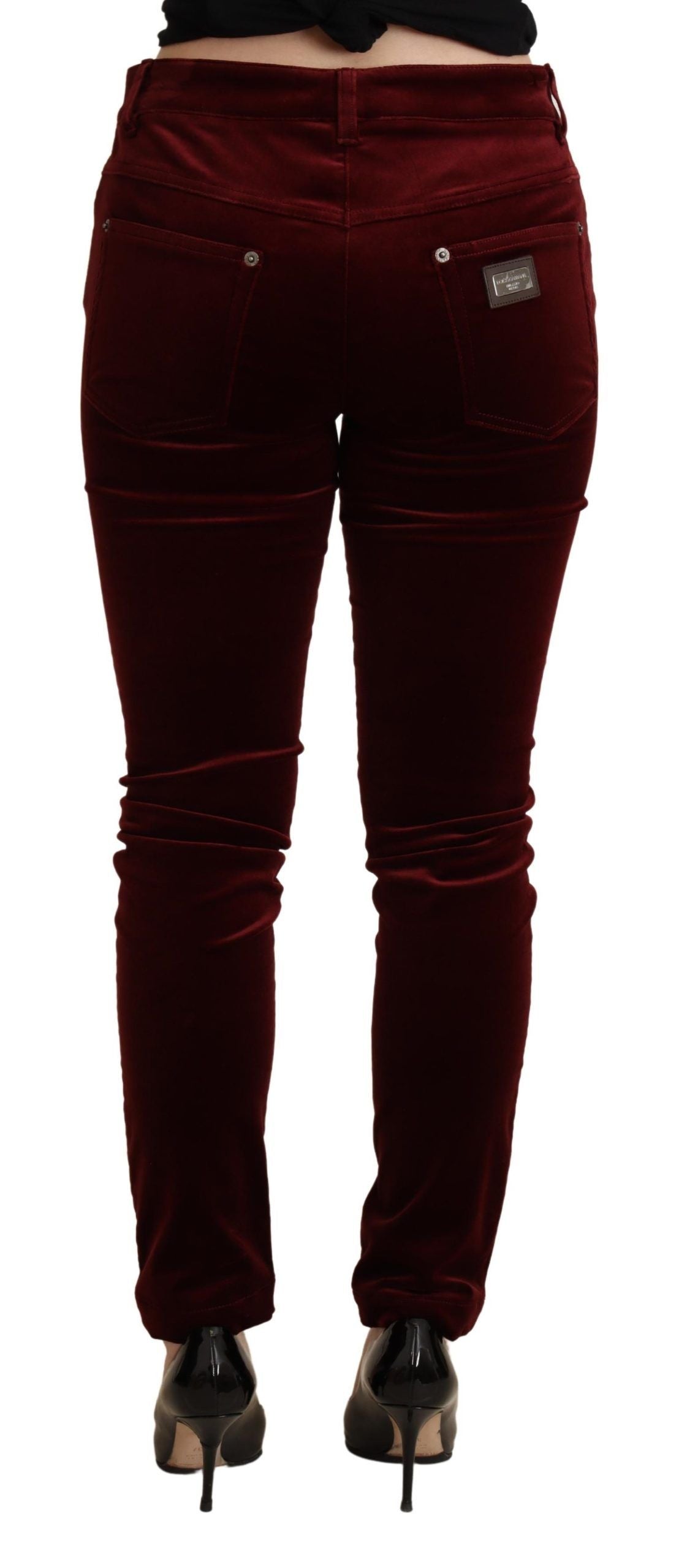 Dolce &amp; Gabbana Exquisite Bordeaux Red Skinny Παντελόνι