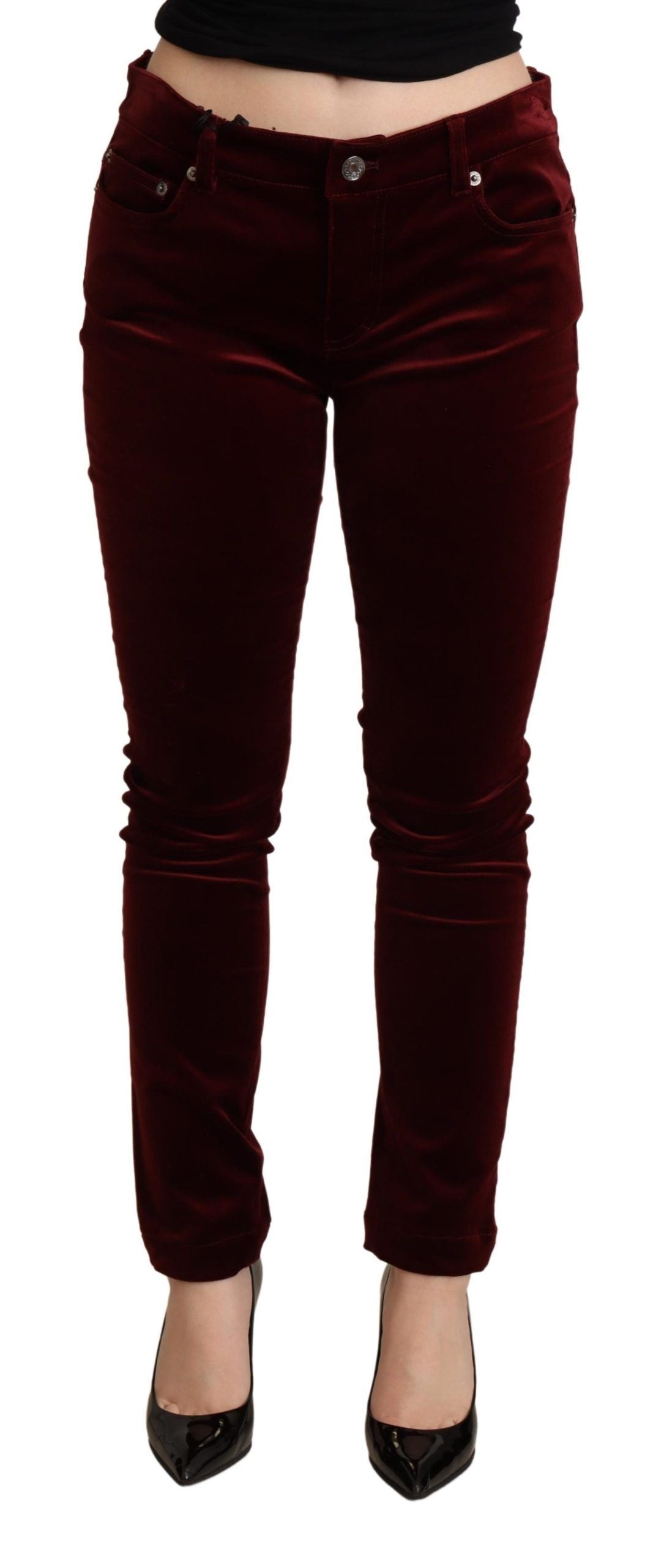 Dolce &amp; Gabbana Exquisite Bordeaux Red Skinny Παντελόνι