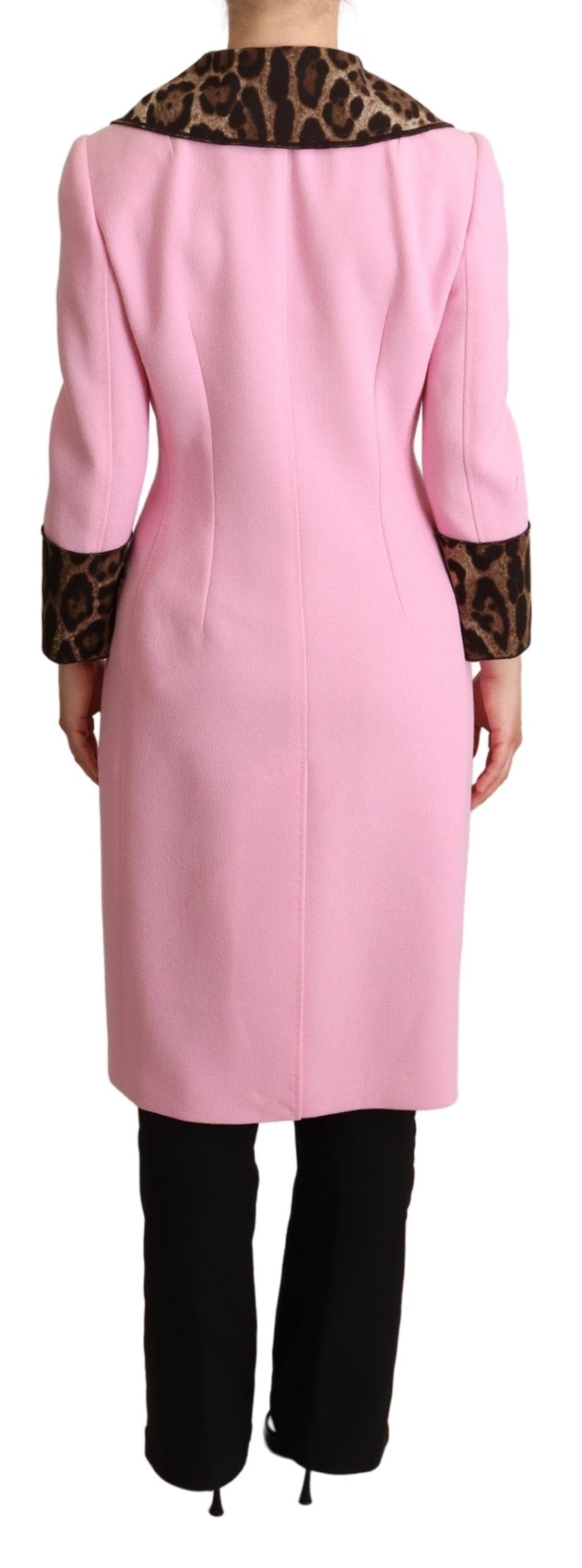 Dolce & Gabbana Chic Pink Leopard Trench με κρυστάλλινα κουμπιά