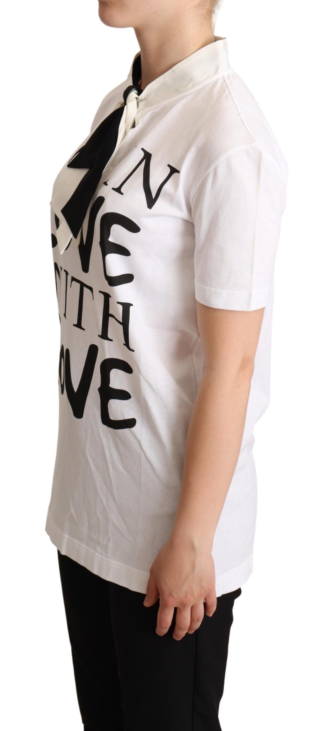 Dolce &amp; Gabbana Chic Love Slogan Silk Cotton Tee