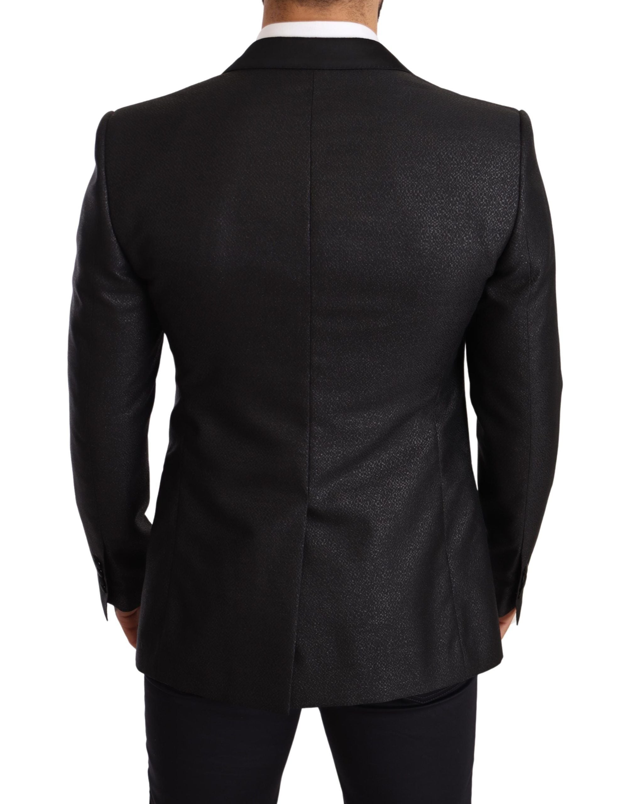 Dolce &amp; Gabbana Κομψό Μαύρο Μεταλλικό Slim Fit Blazer Jacket