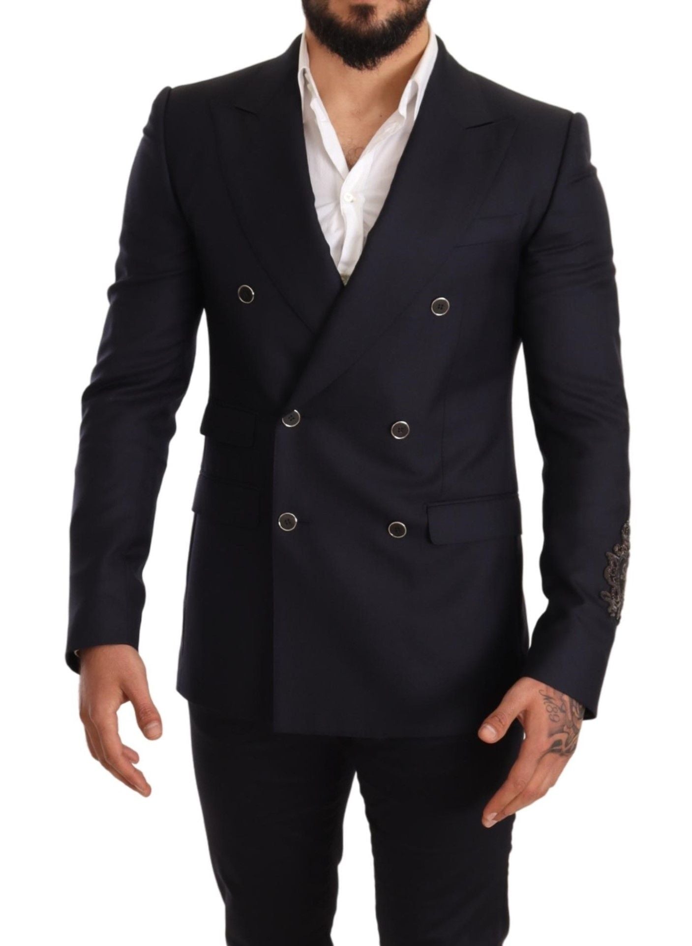 Dolce &amp; Gabbana Elegant Navy Cashmere Silk Blazer