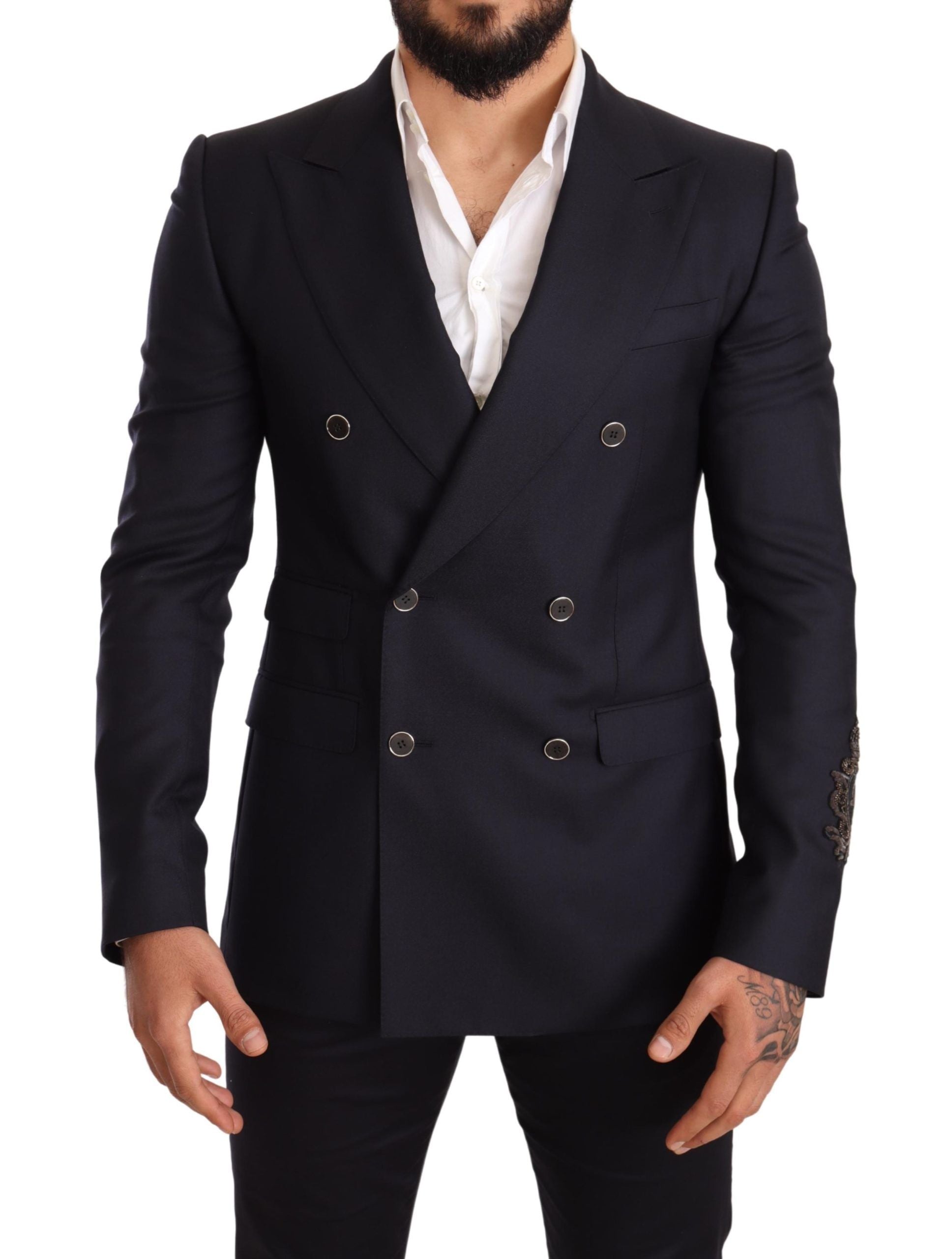 Dolce &amp; Gabbana Elegant Navy Cashmere Silk Blazer