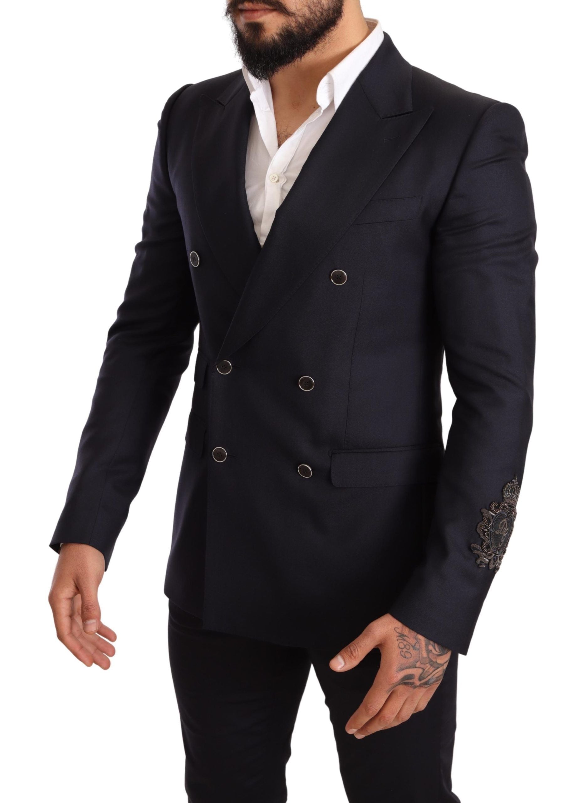 Dolce &amp; Gabbana Elegant Navy Cashmere Silk Blazer