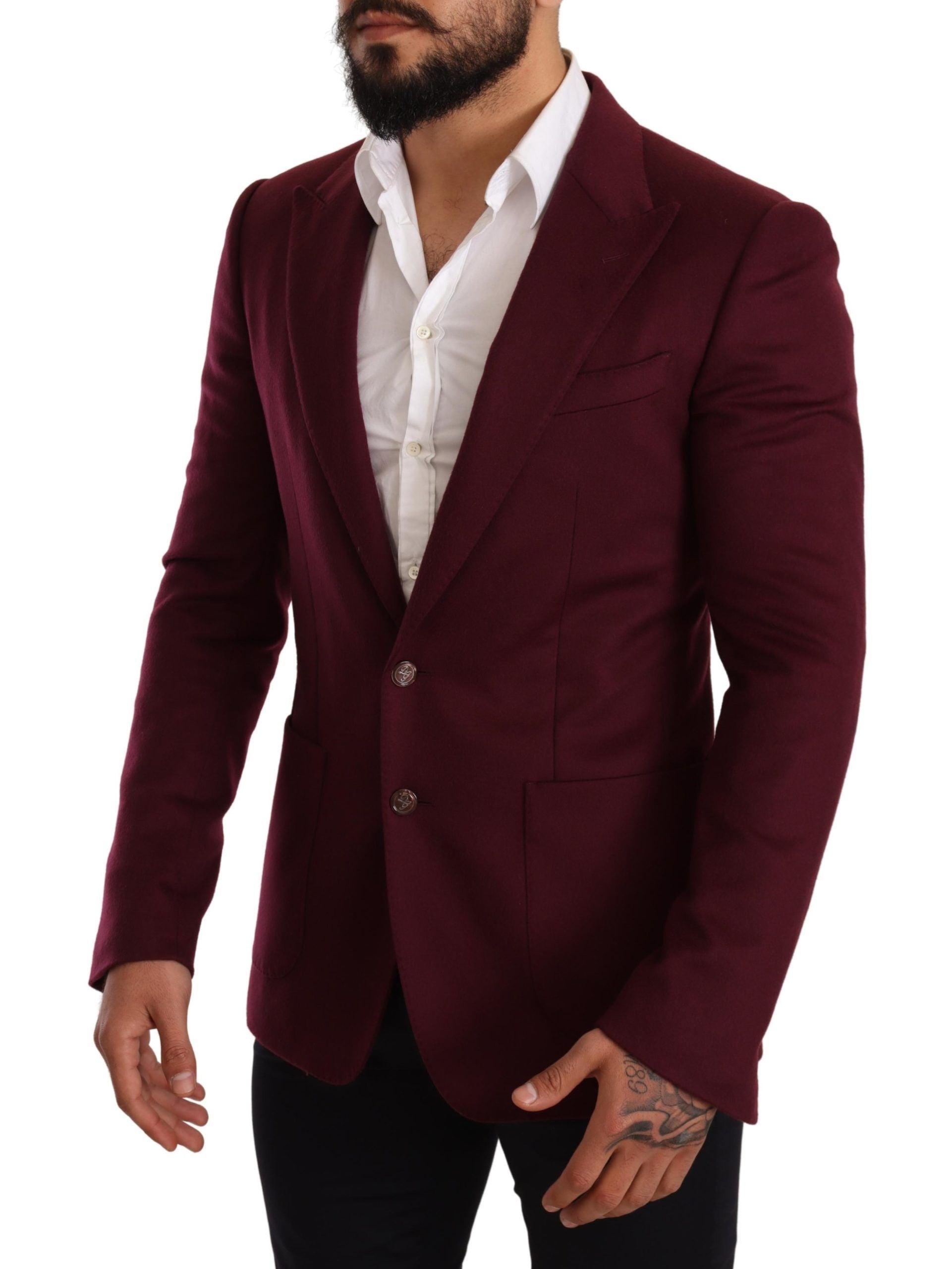 Dolce & Gabbana Elegant Maroon Bordeaux Cashmere Blazer