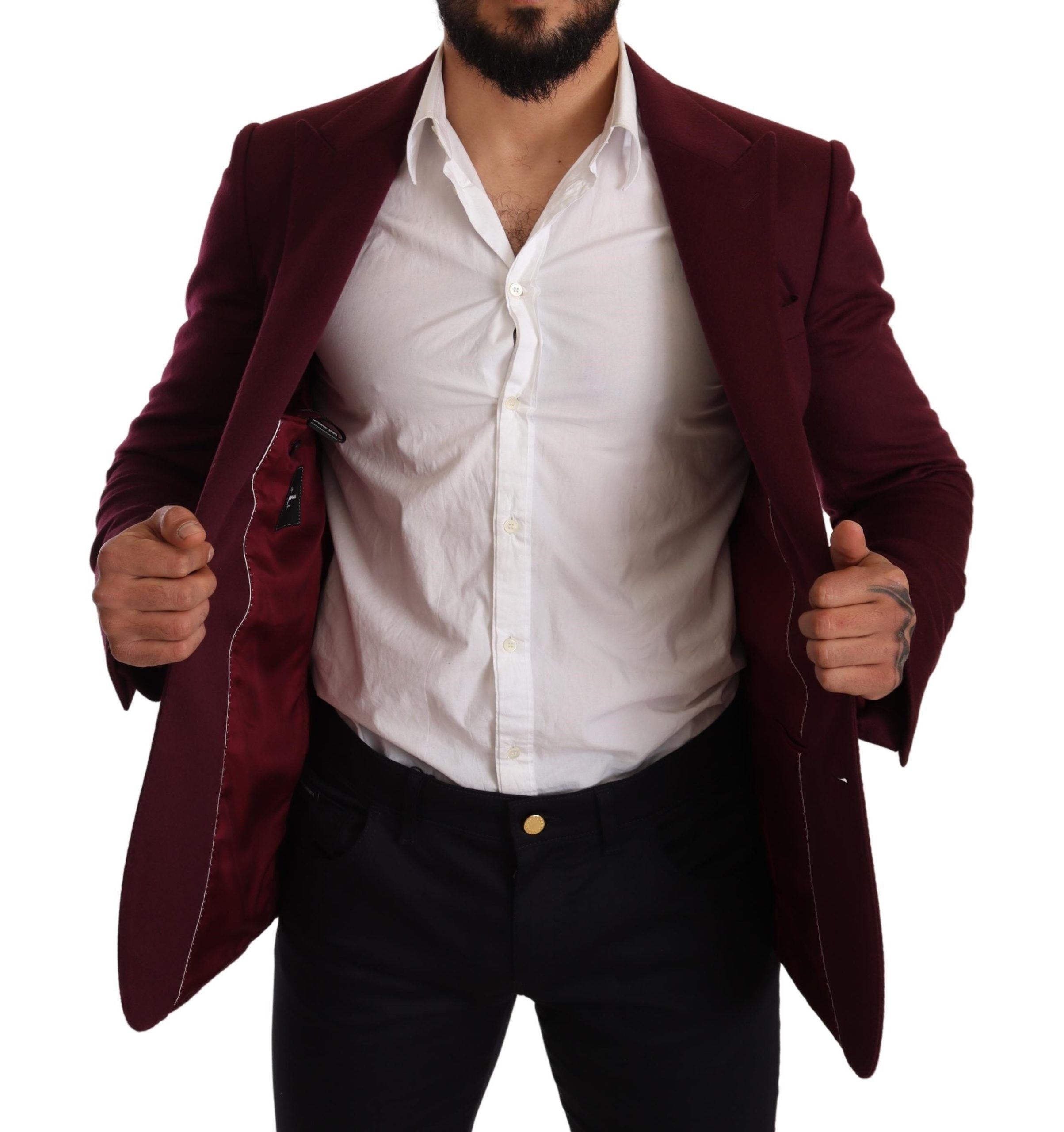 Dolce &amp; Gabbana Elegant Maroon Bordeaux Cashmere Blazer