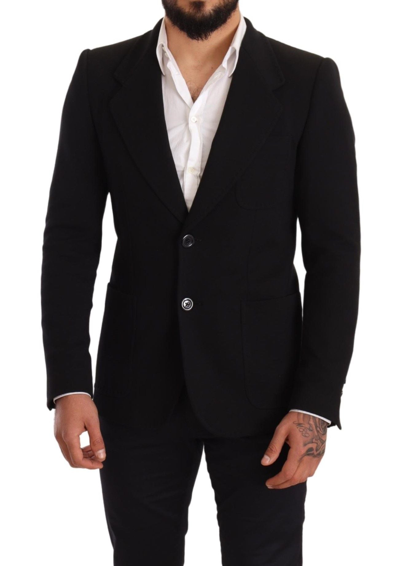 Dolce &amp; Gabbana Elegant Slim Fit μαύρο βαμβακερό σακάκι