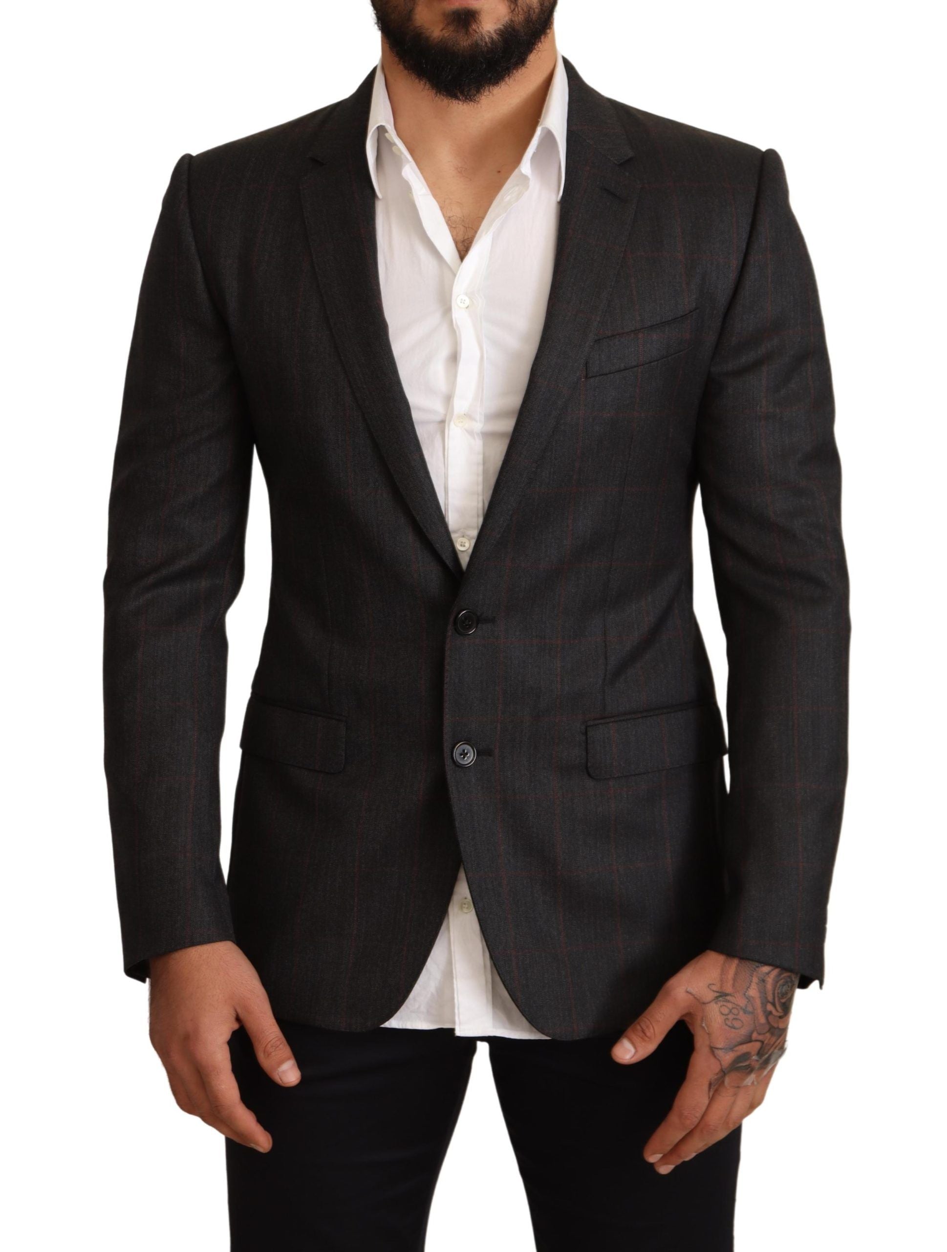 Dolce &amp; Gabbana Elegant Grey Check Martini Blazer