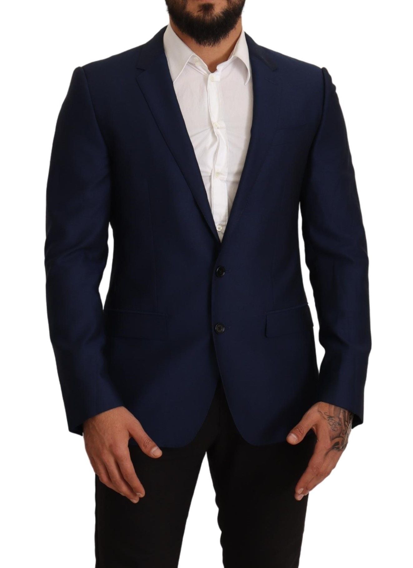 Dolce &amp; Gabbana Navy Blue Virgin Wool Martini Blazer