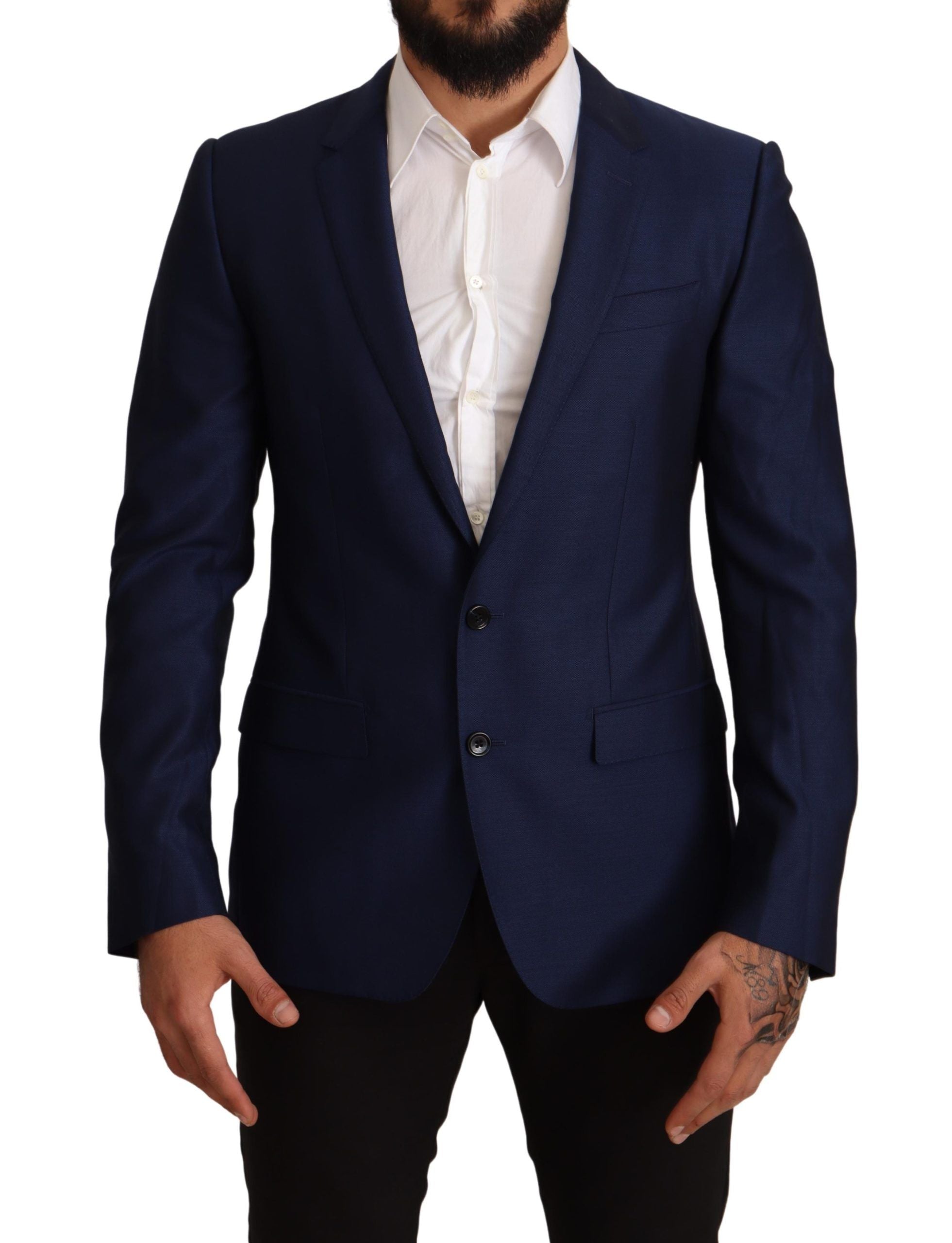 Dolce &amp; Gabbana Navy Blue Virgin Wool Martini Blazer