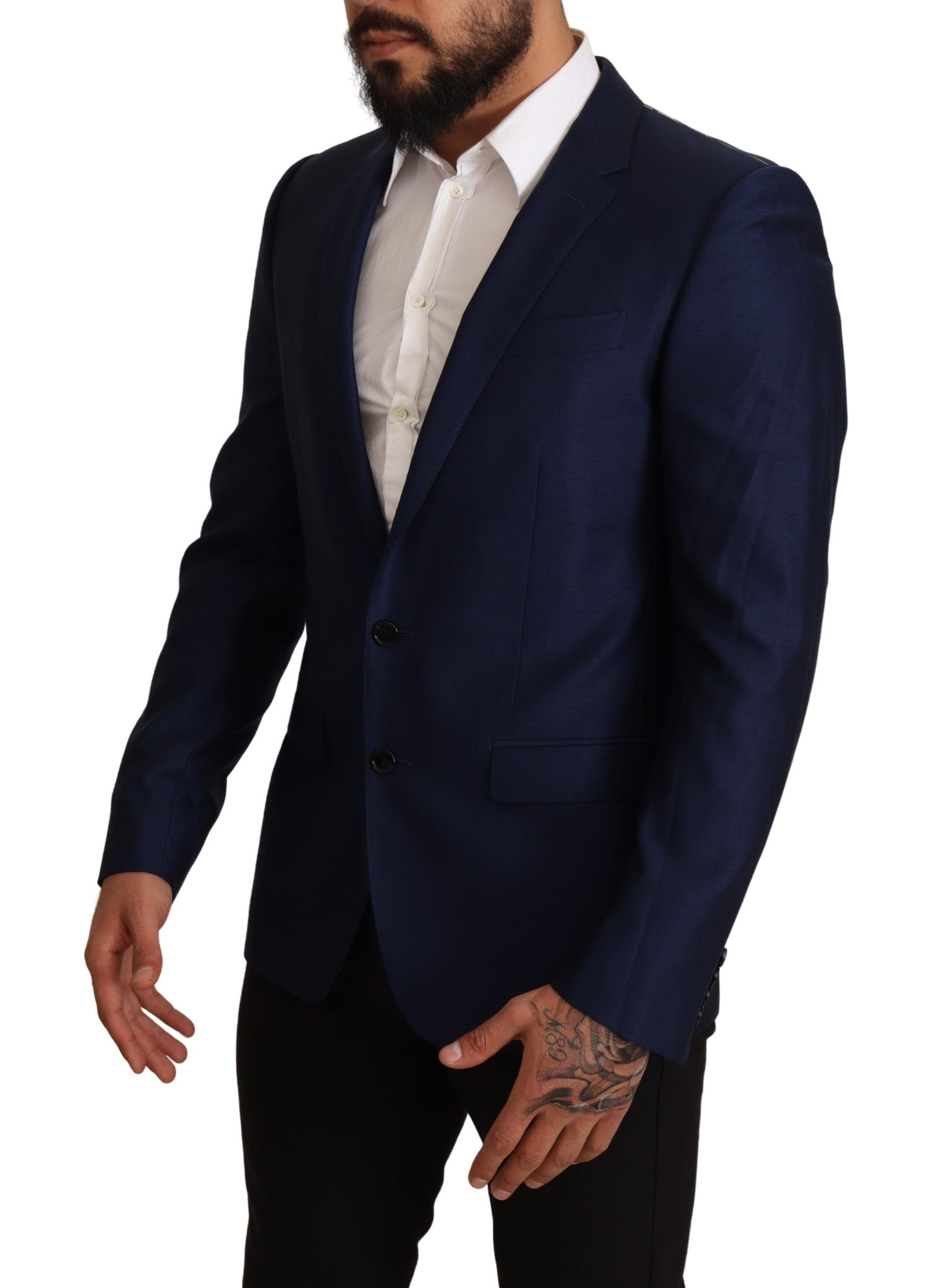 Dolce &amp; Gabbana Navy Blue Virgin Wool Martini Blazer