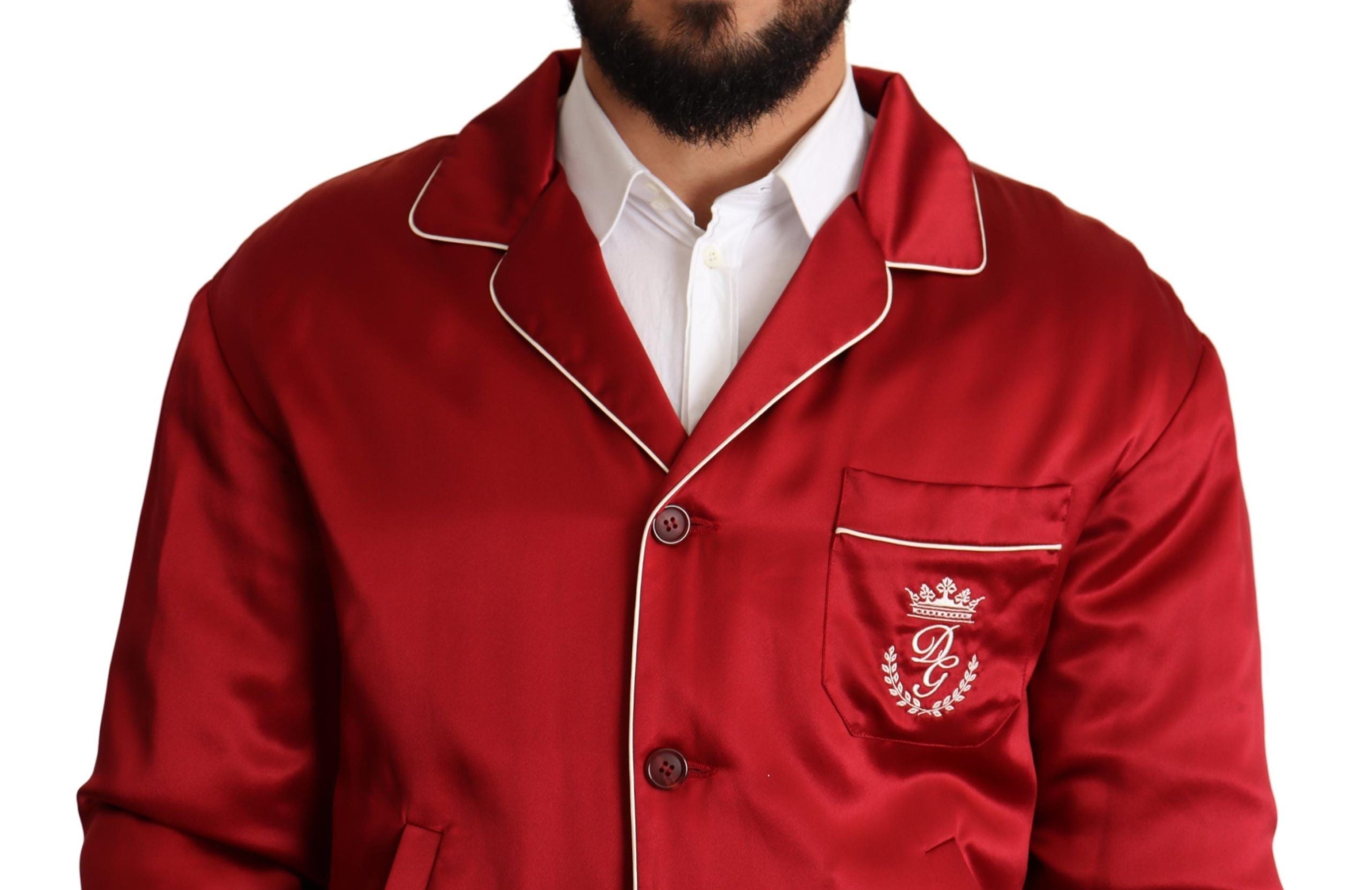 Dolce &amp; Gabbana Πολυτελές Silk Red Bomber Jacket