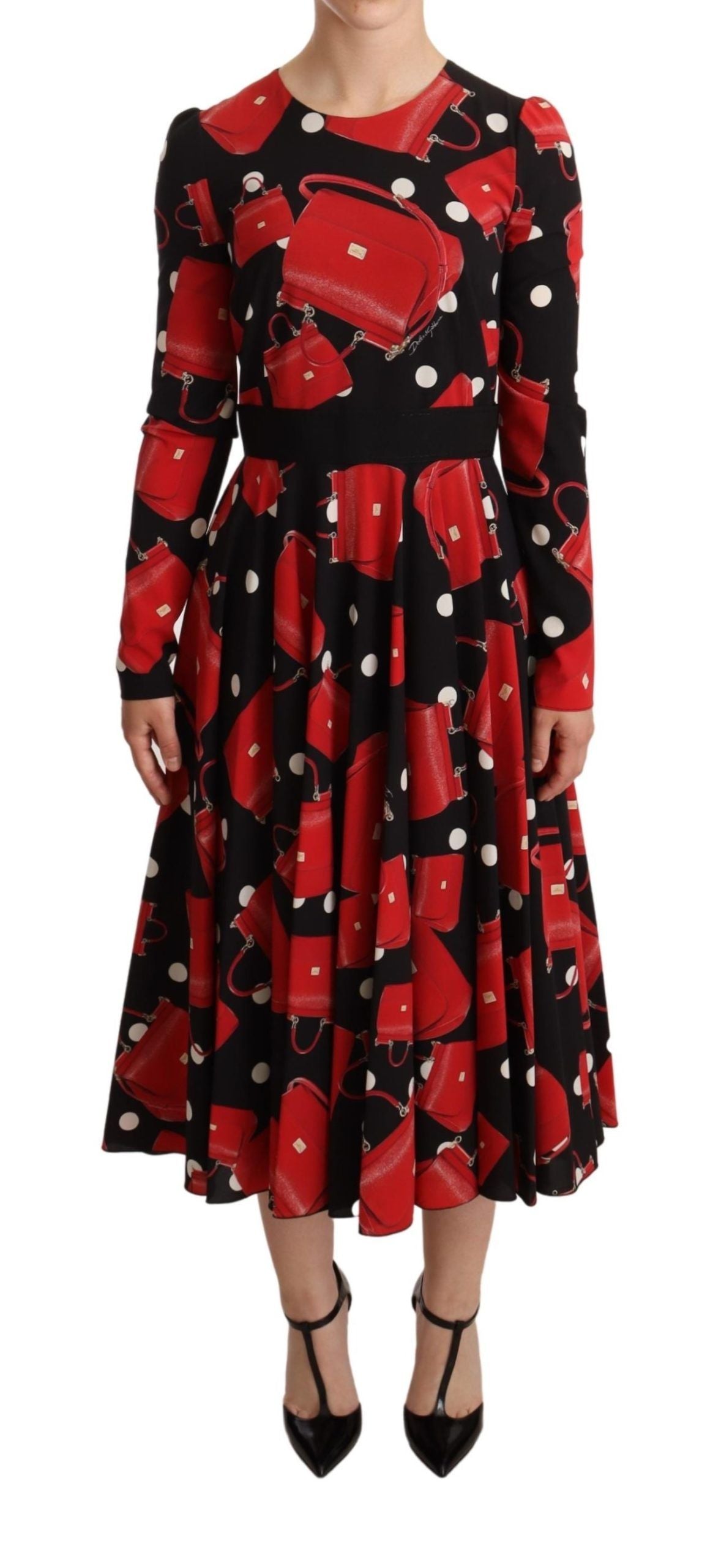 Dolce &amp; Gabbana Elegant Sicily Print Flared Midi φόρεμα